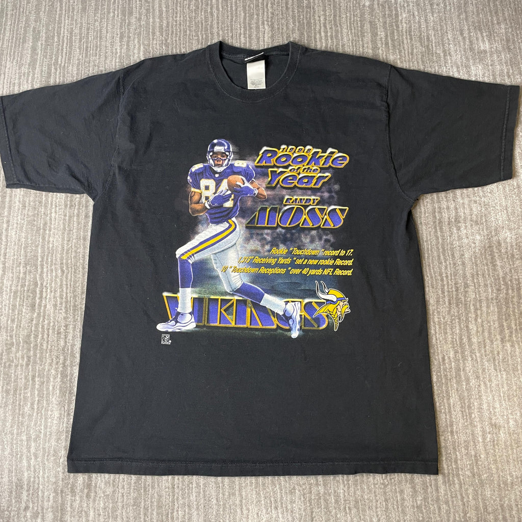 Vintage 1998 Pro Player Randy Moss Xl Minnesota Vikings Rookie Year Black Nfl Football (1)