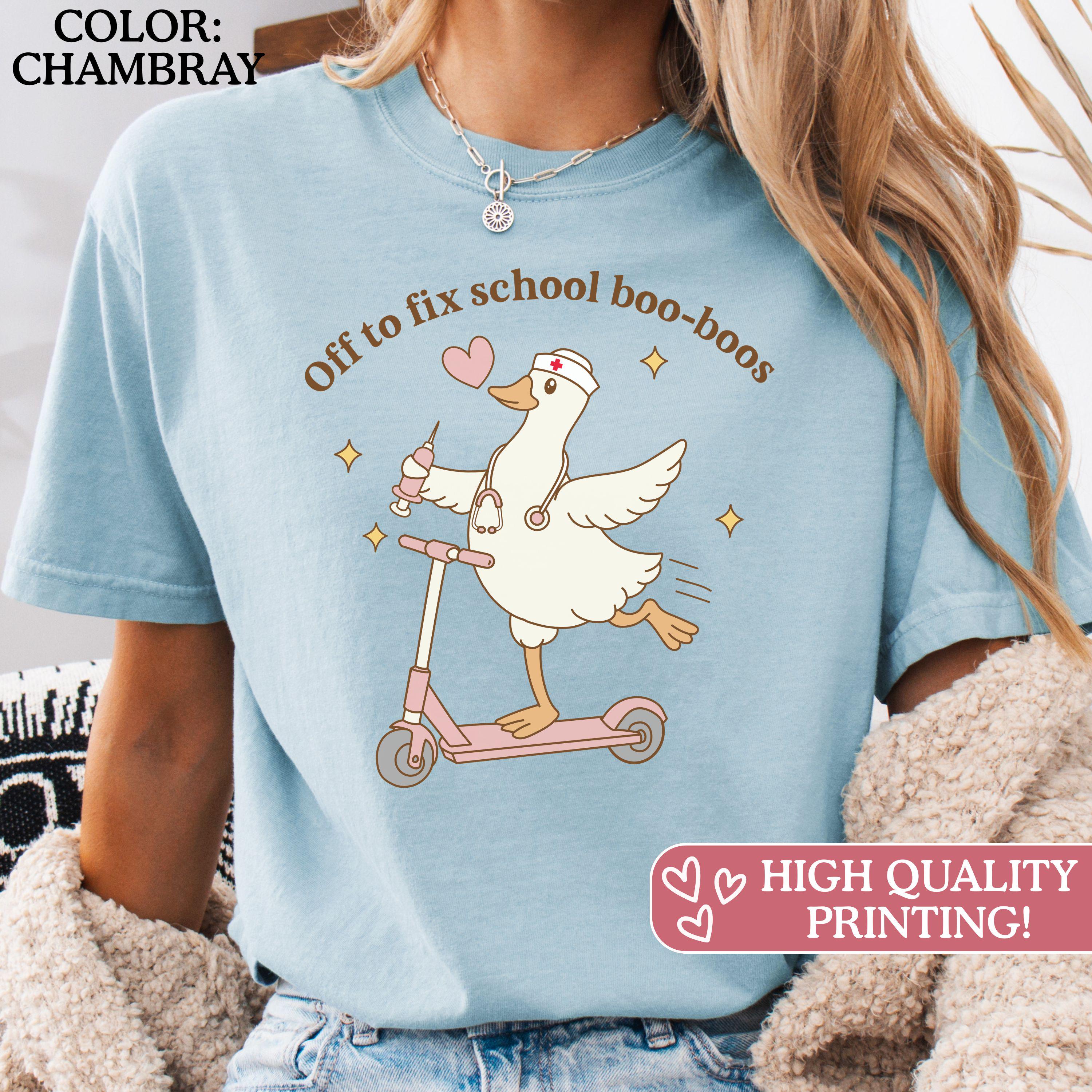 Comfort Colors School Nurse Back School Goose Scooter School Rn Tee Nursing Week (4)