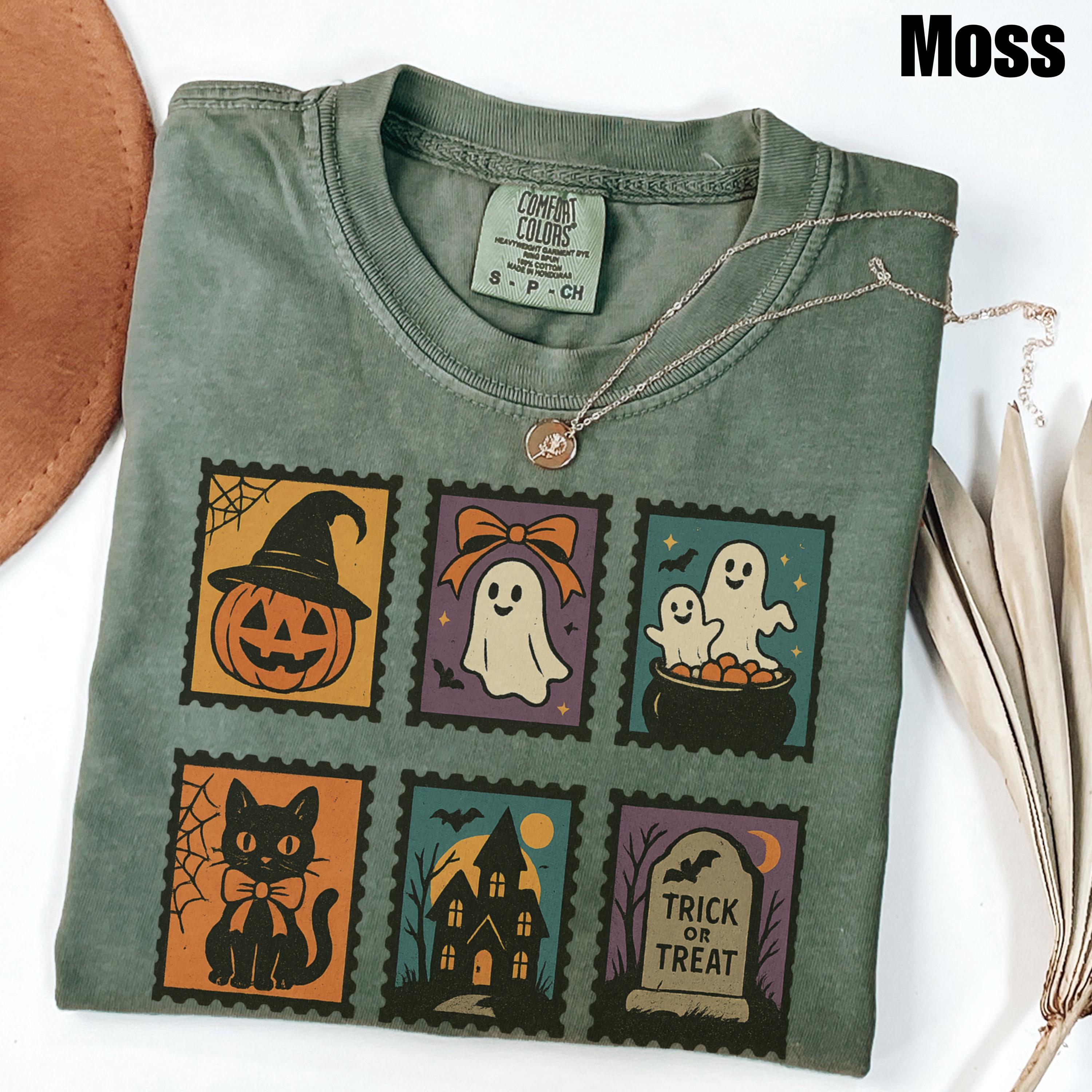 Halloween Ghost Pumpkin Cat Comfort Colors Ghos Retro Ghost Tee Halloween Fall Spooky Ca (1)