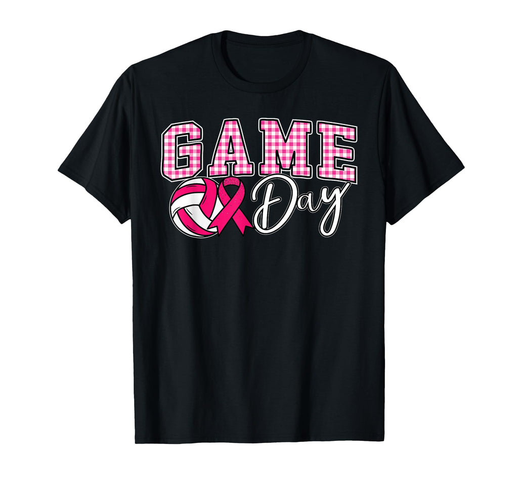 Sport Game Day Pink Gingham Volleyball Breast Cancer Unisex T-shirt, Sweatshirt, Hoodie (1)