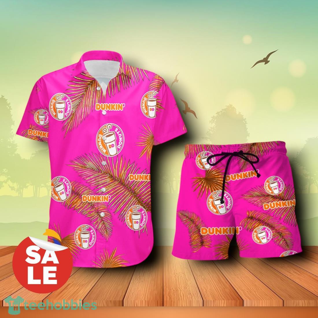 Dunkin Donuts Palm Leaves Summer Combo Hawaiian Shirt & Shorts For Men Women