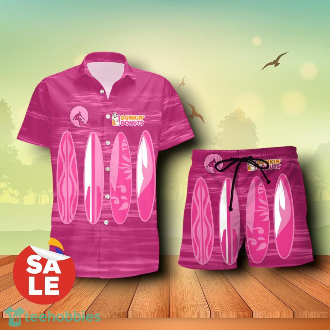 Dunkin Donuts Surfboard Combo Hawaiian Shirt & Shorts For Men Women