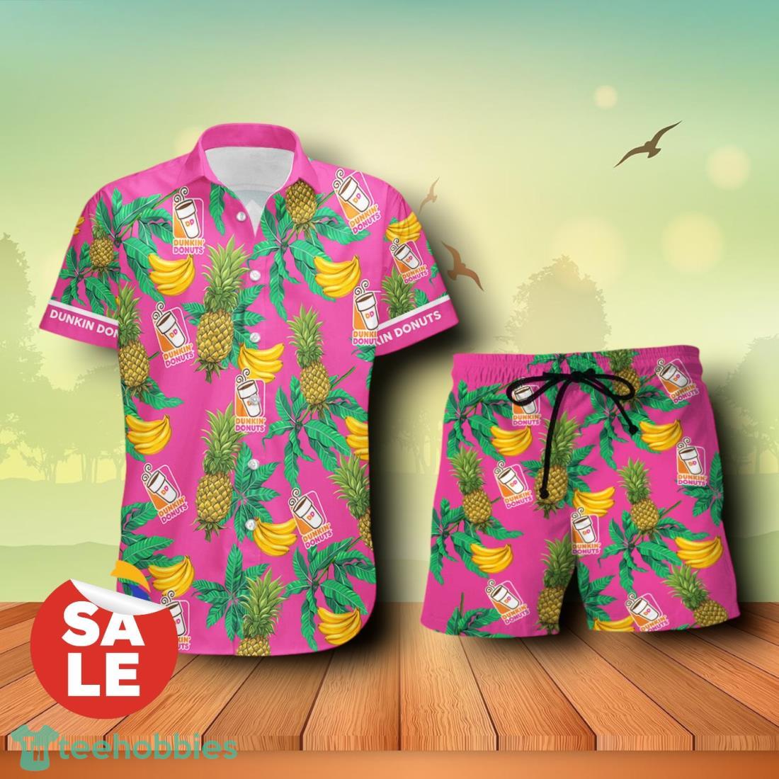 Dunkin Donuts Tropical Flower Aloha Combo Hawaiian Shirt & Shorts For Men Women