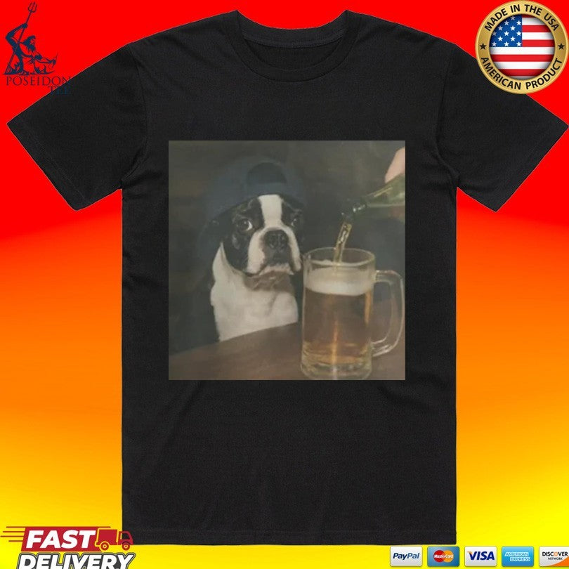 Dylan Crews Boston Terrier Drinking Beer T-shirt