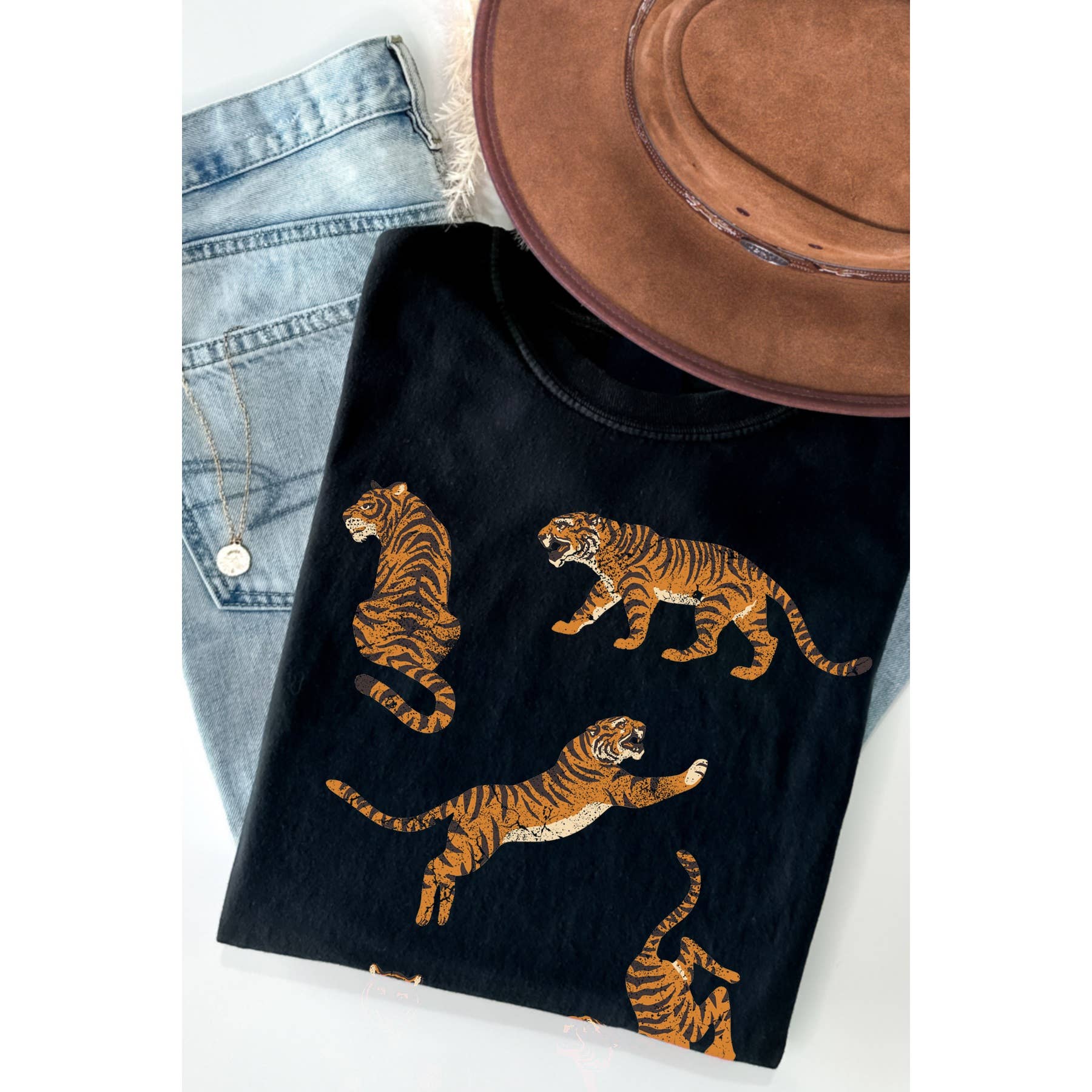 5 Tigers Women's Relaxed Fit Silk Screen Printed T-Shirt Hoodie, Sweatshirt | PodTeesHub.com