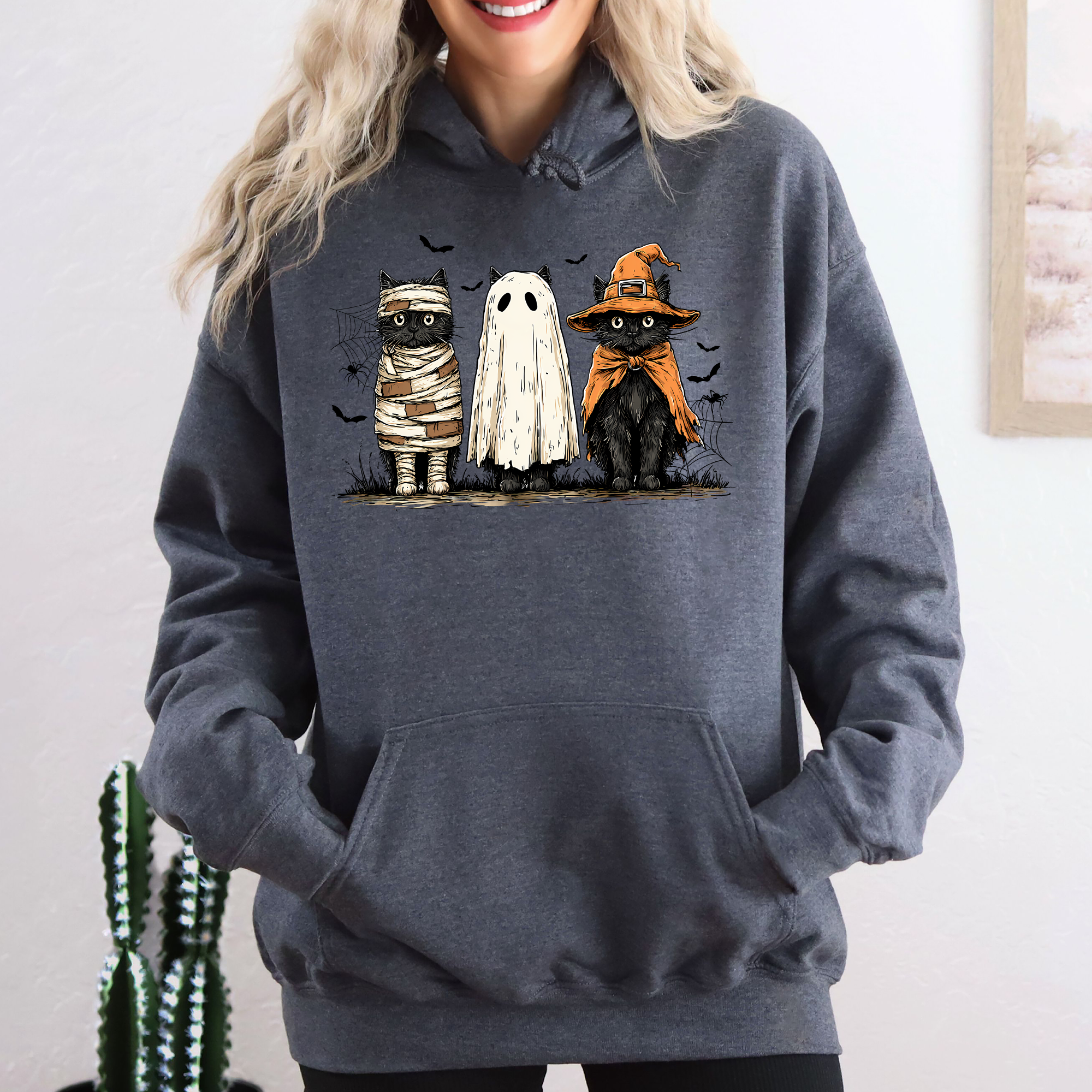 Black Cats, Boo, Ghost Halloween, Gothic Mama Autumn Hoodie T-Shirts, Sweatshirt | PodTeesHub.com