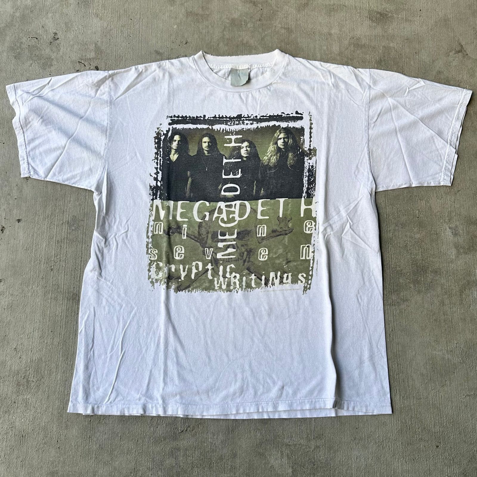 Vintage 1997 Megadeth Cryptic Writings Graphic Band T Shirt Hoodie, Sweatshirt | PodTeesHub.com