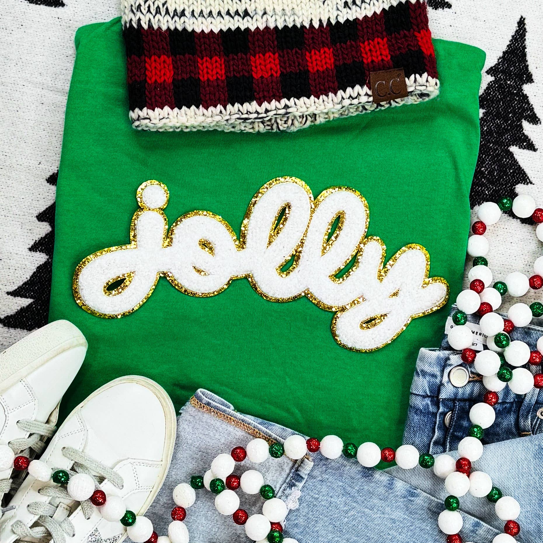 White Chenille Jolly Tee Hoodie, Sweatshirt | PodTeesHub.com
