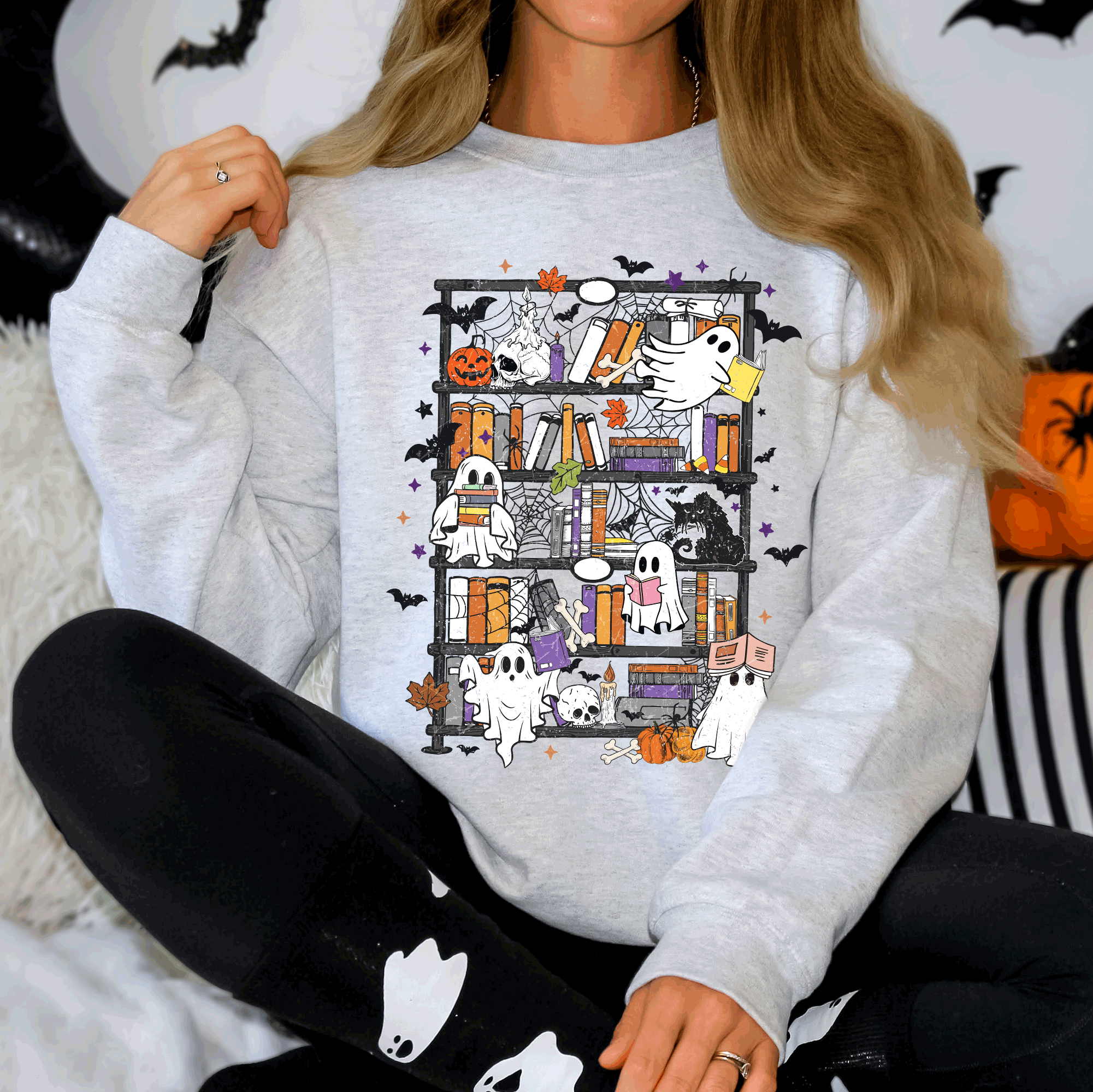 Reading Ghosts, Bookish Library Halloween Booktok Sweatshirt T-Shirts, Hoodie | PodTeesHub.com