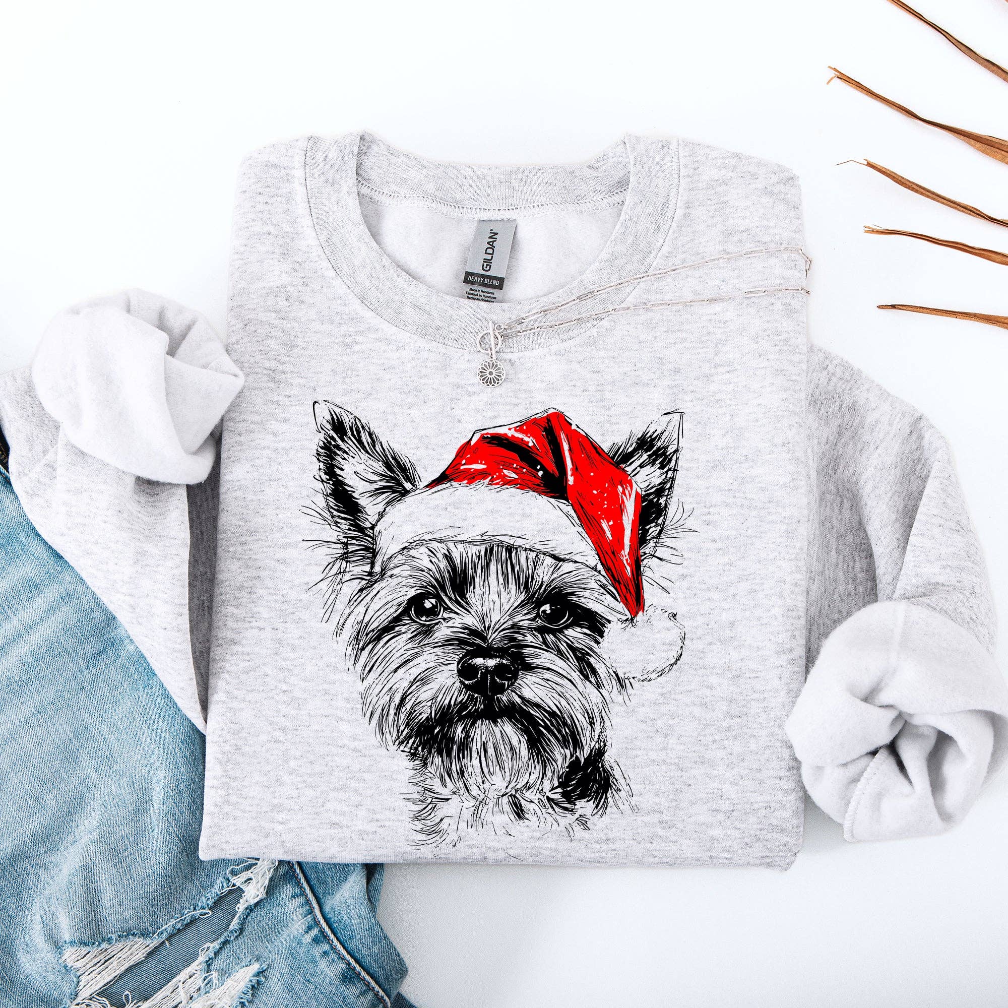 Yorkie, Santa Yorkshire Terrier Dog Christmas Pet Sweatshirt T-Shirts, Hoodie | PodTeesHub.com