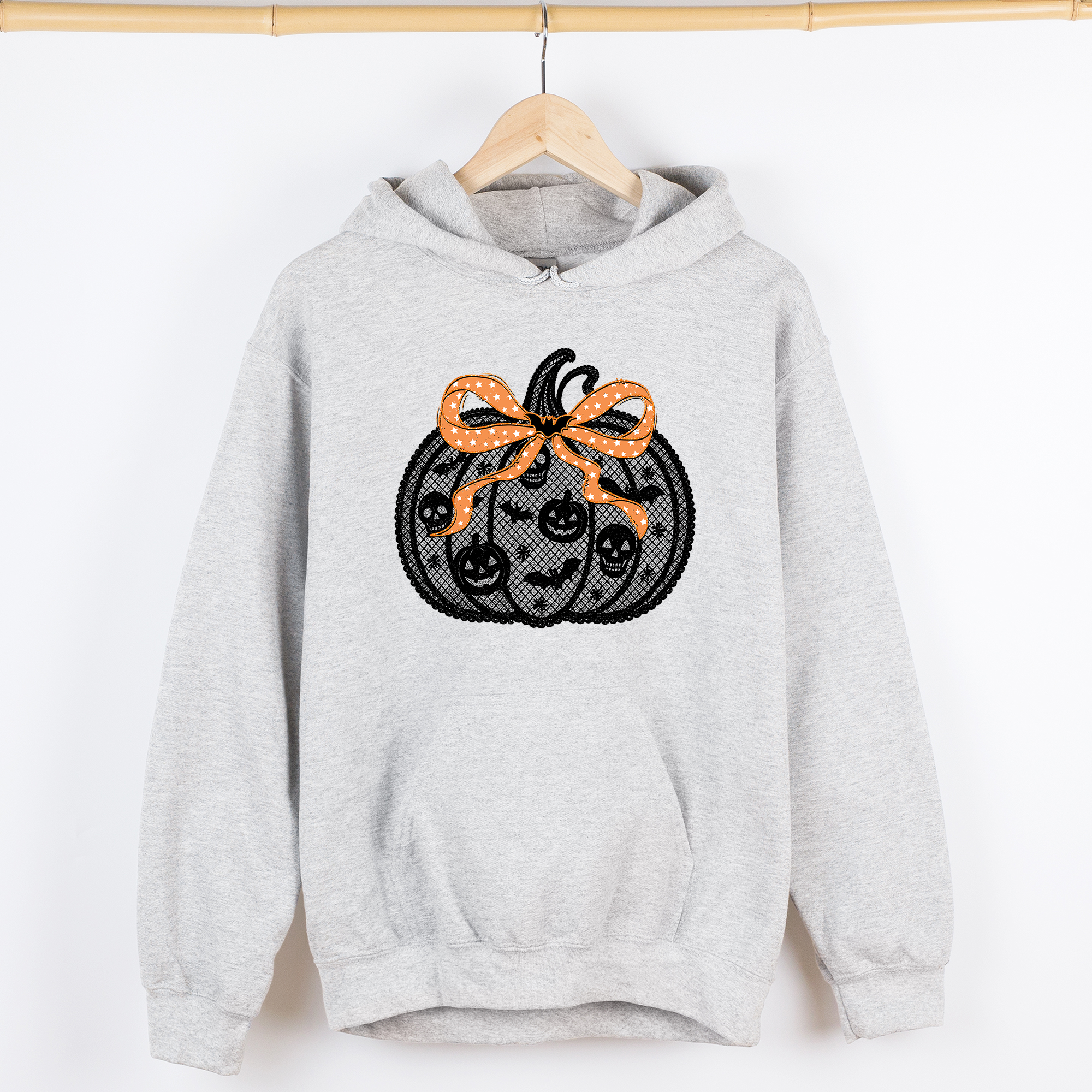 Halloween Pumpkin, Faux Lace, Coquette, Ribbon, Bows Hoodie T-Shirts, Sweatshirt | PodTeesHub.com