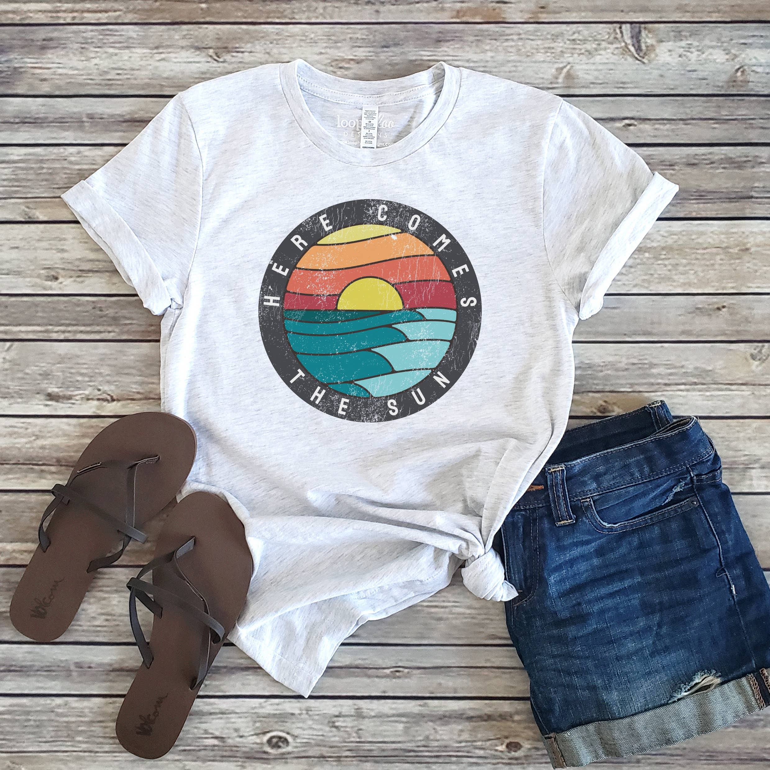 Here Comes the Sun Tee | Summer | Sunset | Sizes XS-2XL Hoodie, Sweatshirt | PodTeesHub.com