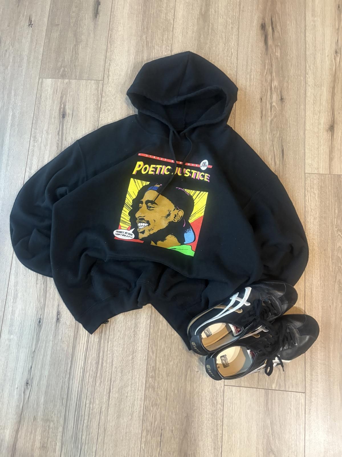 Fashion Nova Black Graphic Hoodie With Poetic Justice Print T-Shirts, Sweatshirt | PodTeesHub.com