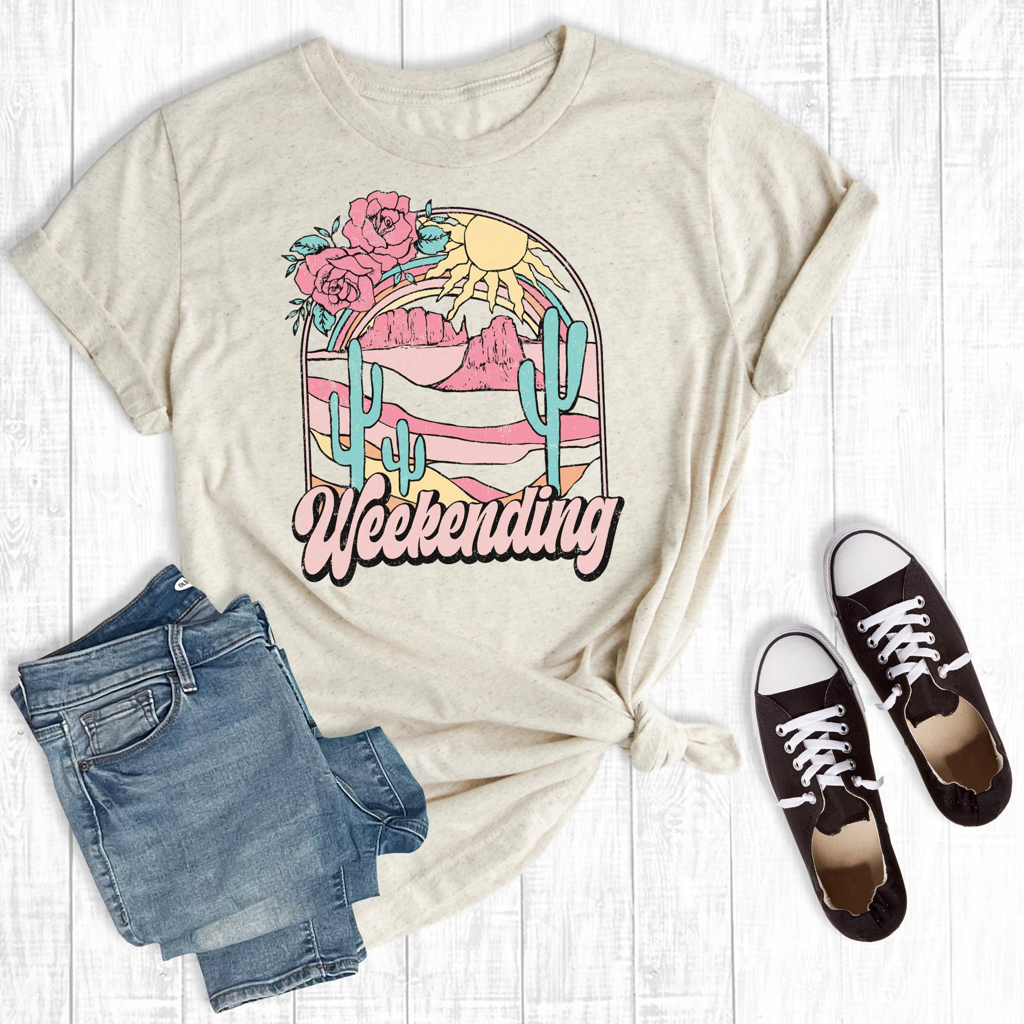 Retro Western Weekending Graphic Tee Hoodie, Sweatshirt | PodTeesHub.com