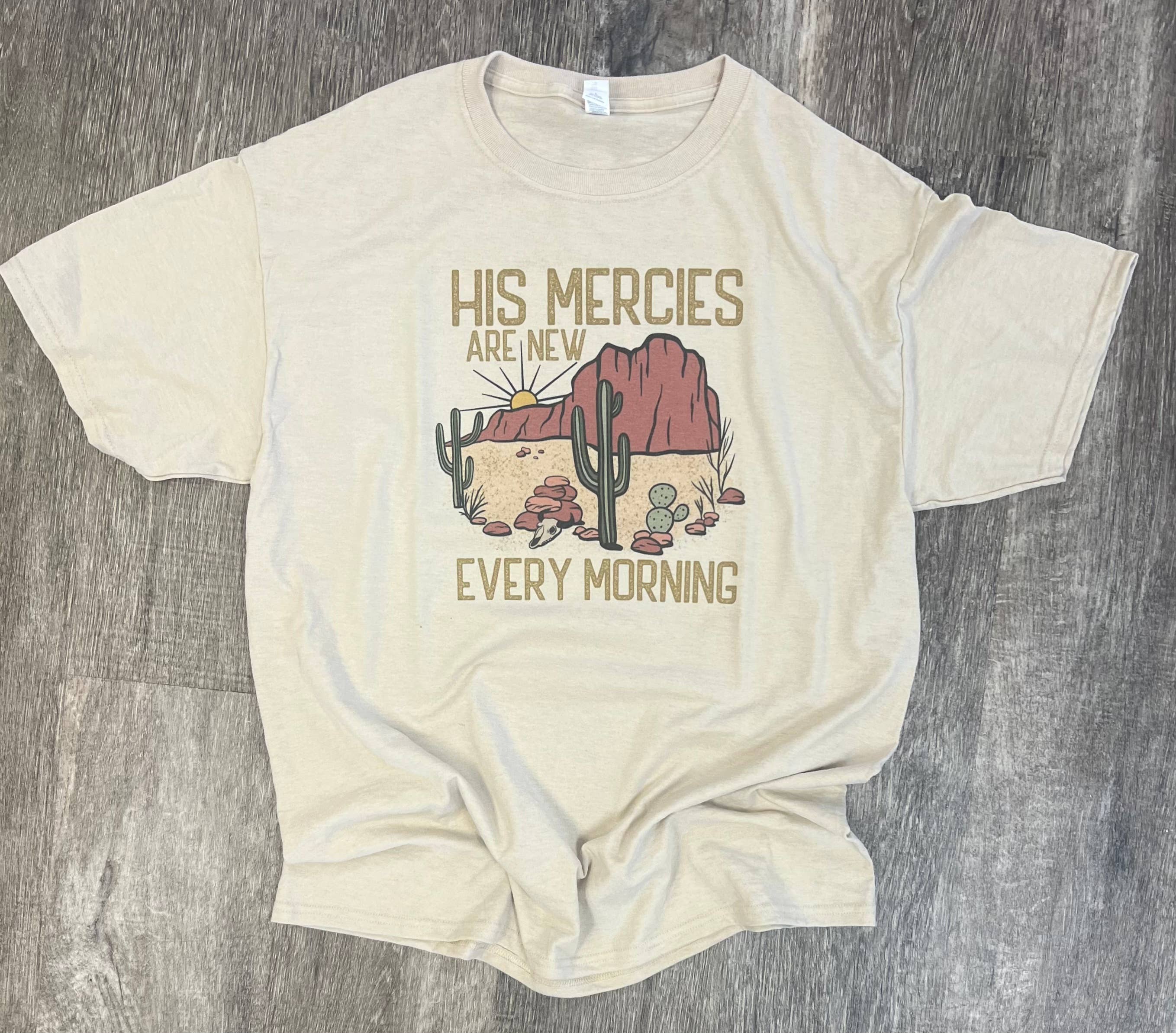 His Mercies Are New Every Morning On Sand Tee Hoodie, Sweatshirt | PodTeesHub.com