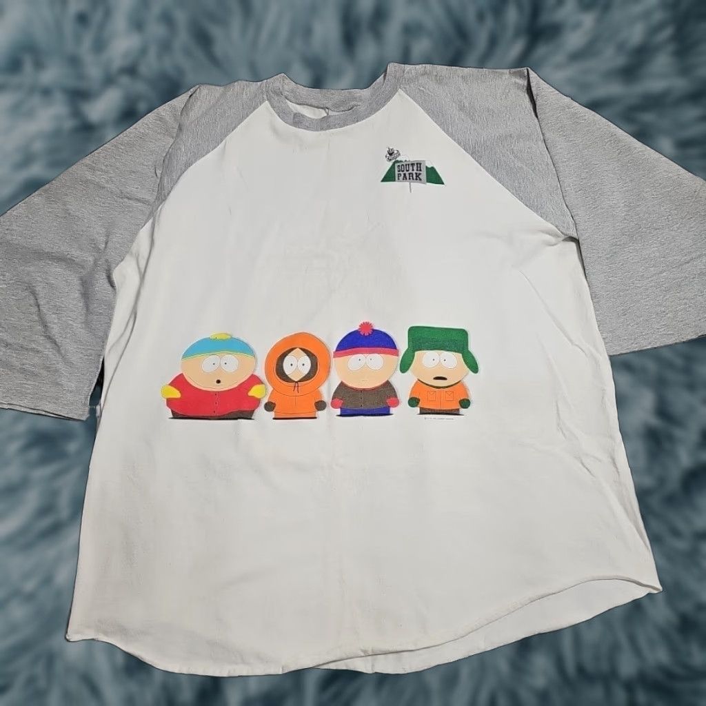 Vintage Stanley Desantis Raglan Shirt Xl 3 4 Sleeve South Park Usa Made White Cotton Mens Hoodie, Sweatshirt | PodTeesHub.com