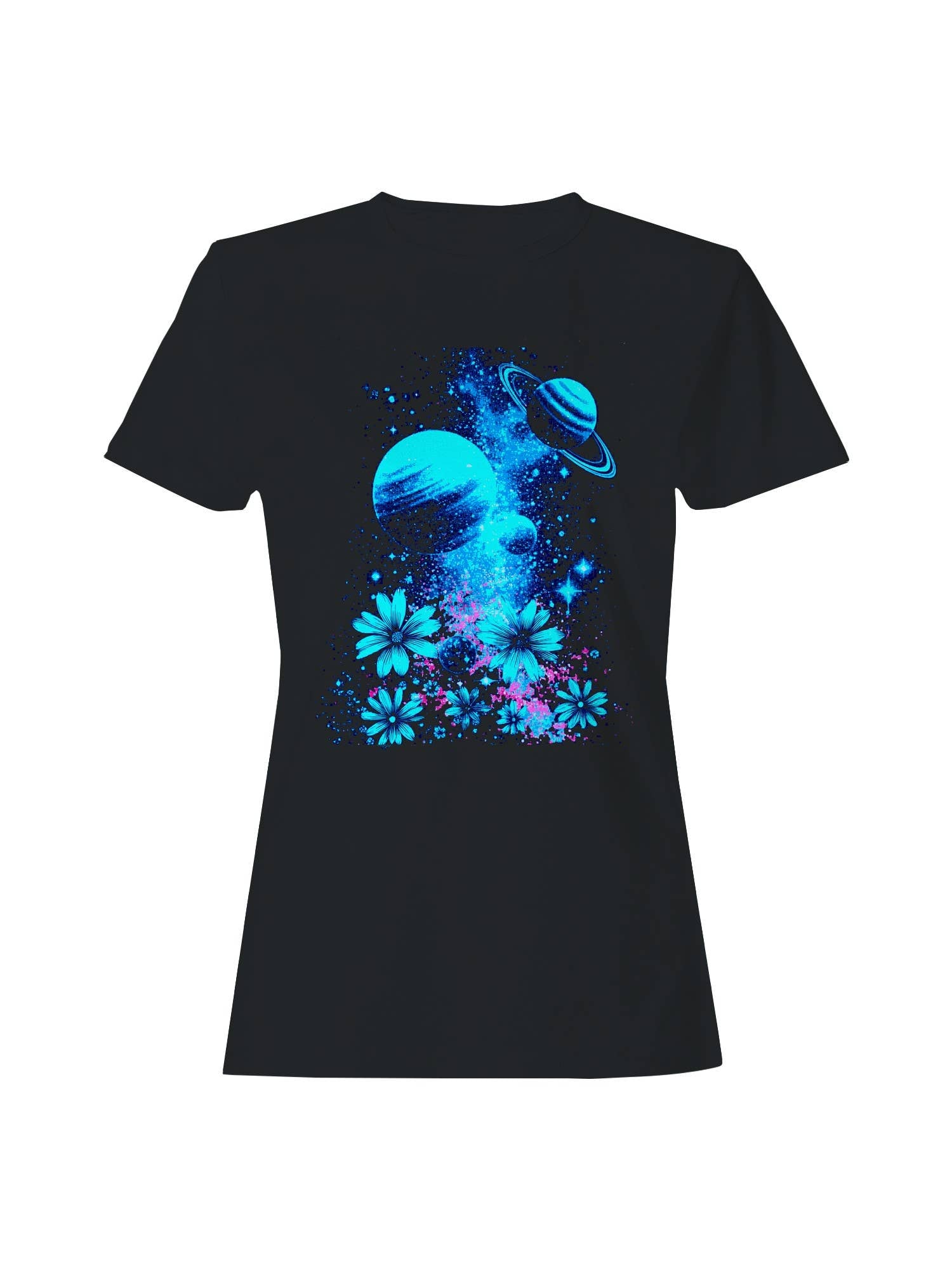 Cosmic Floral Journey Women's T-Shirt Hoodie, Sweatshirt | PodTeesHub.com