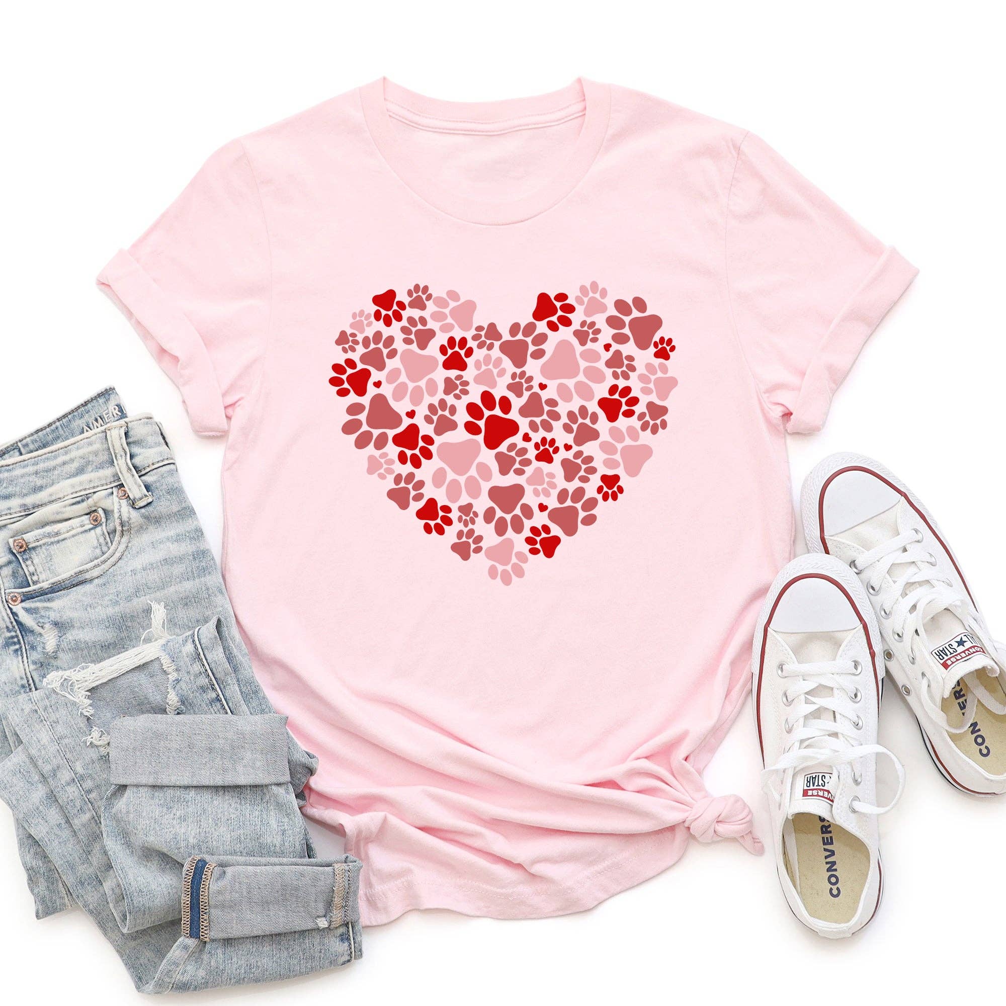 Paw Print Heart, Pets, Dogs, Cats, Super Soft Tshirt, Valentine's Day Hoodie, Sweatshirt | PodTeesHub.com