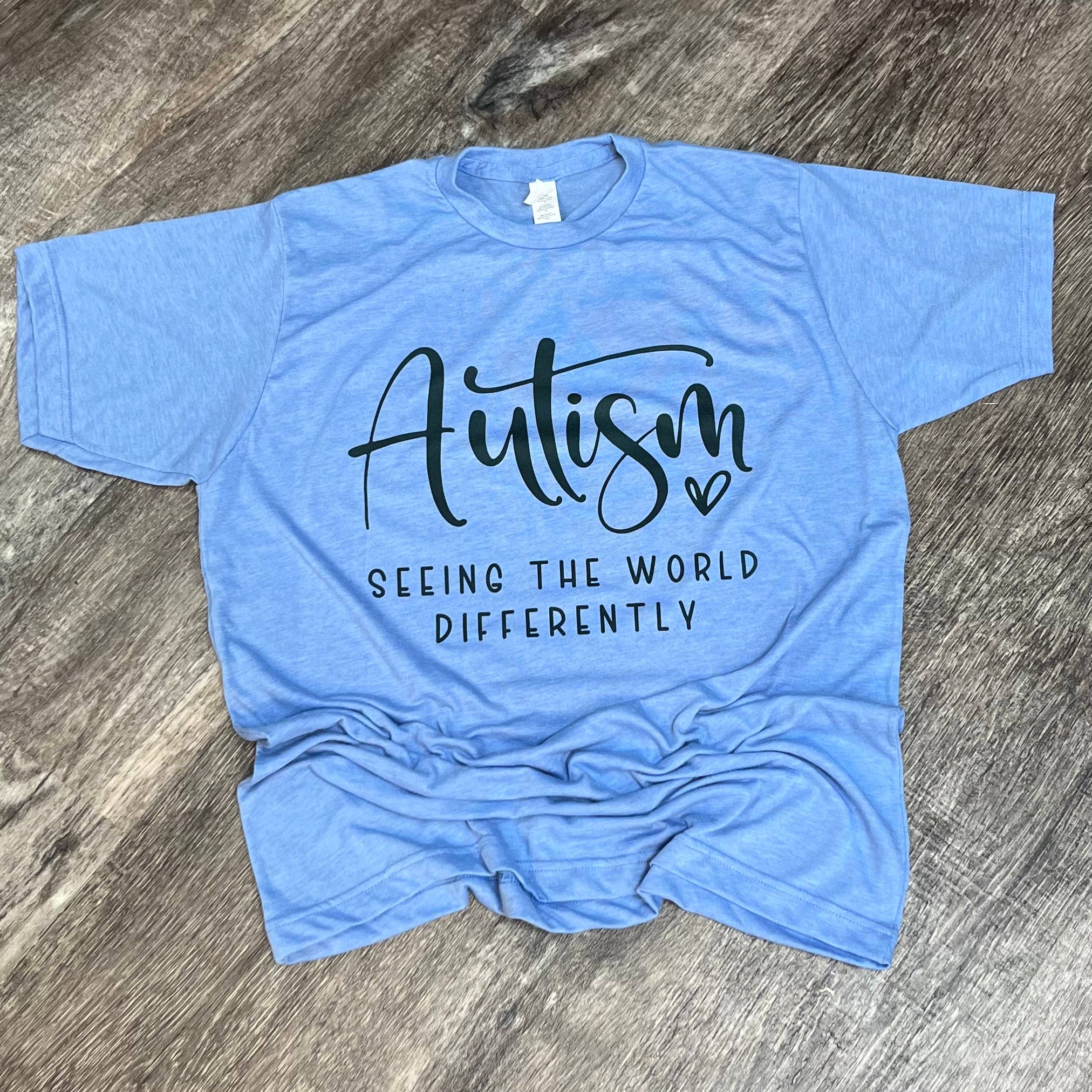 Autism Seeing the World Differently On Athletic Blue Tee Hoodie, Sweatshirt | PodTeesHub.com