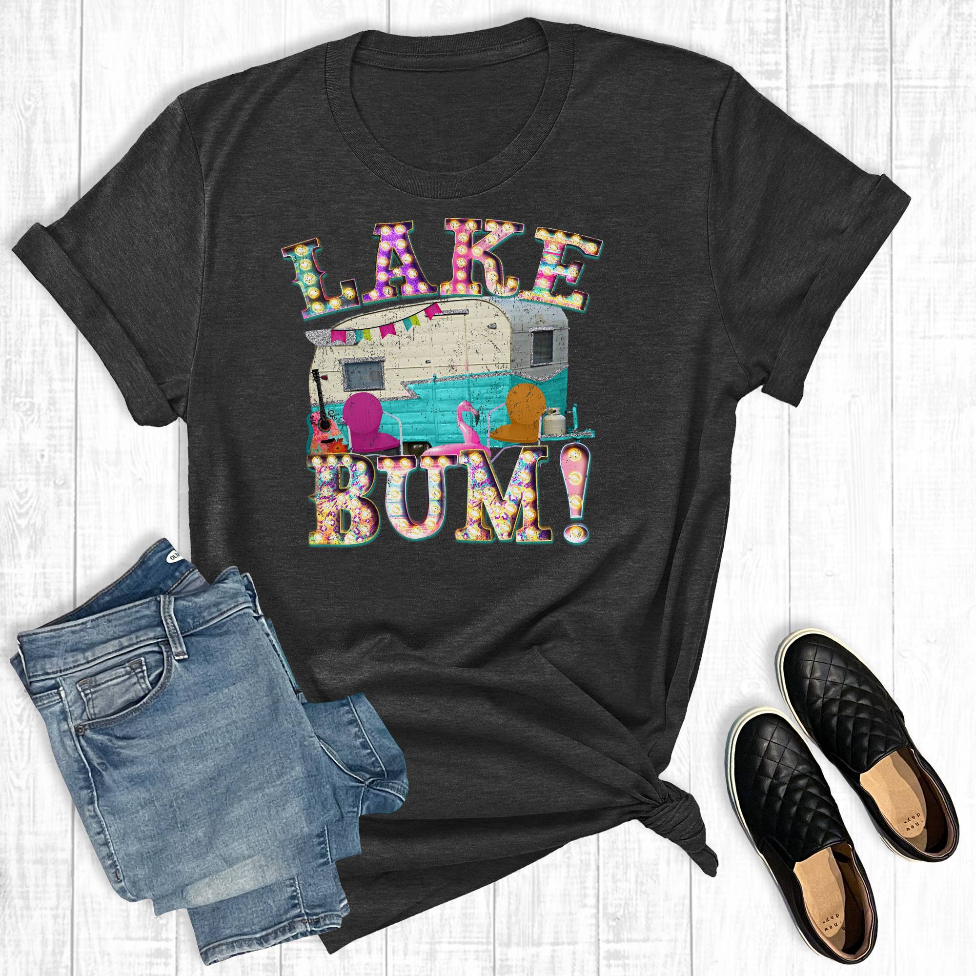 Summer Lake Bum Camper Graphic Tee Hoodie, Sweatshirt | PodTeesHub.com