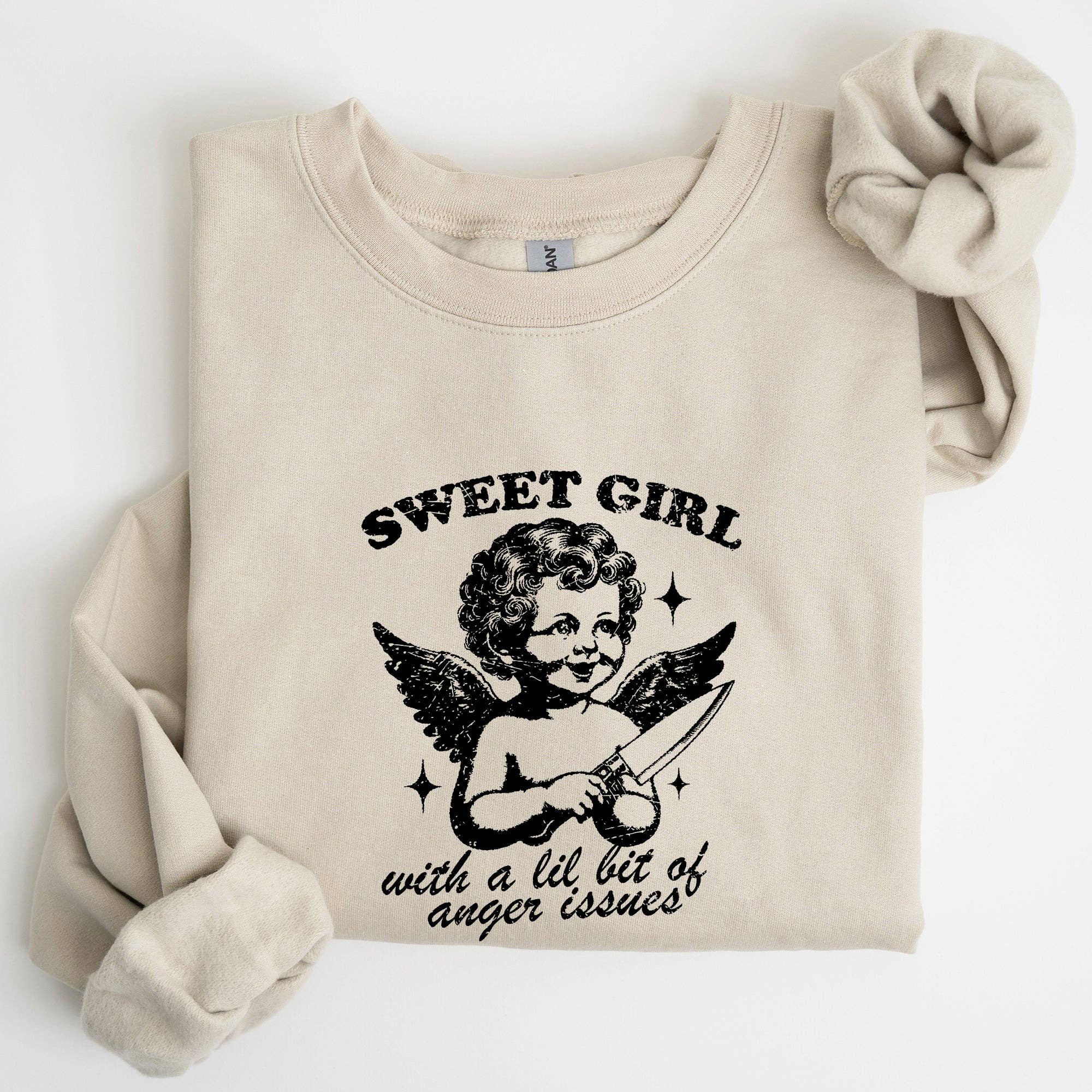 Sweet Girl, Anger Issues,Cupid,Angel,Meme, Funny Sweatshirt T-Shirts, Hoodie | PodTeesHub.com