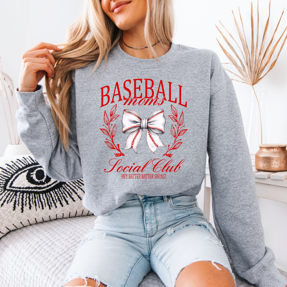Baseball Moms Social Club | Unisex Crewneck Sweatshirt T-Shirts, Hoodie | PodTeesHub.com