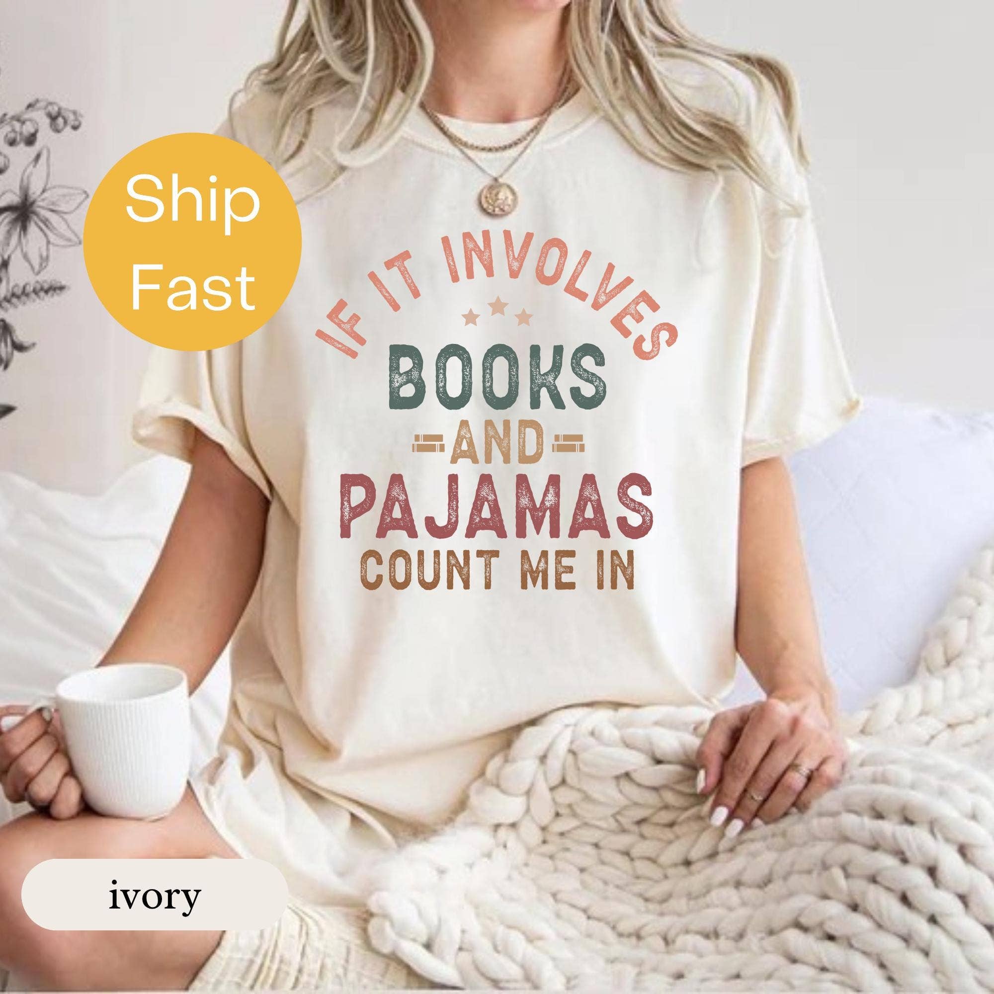 Book Lover Pajama Tee, Cozy Reading Gift Top Hoodie, Sweatshirt | PodTeesHub.com