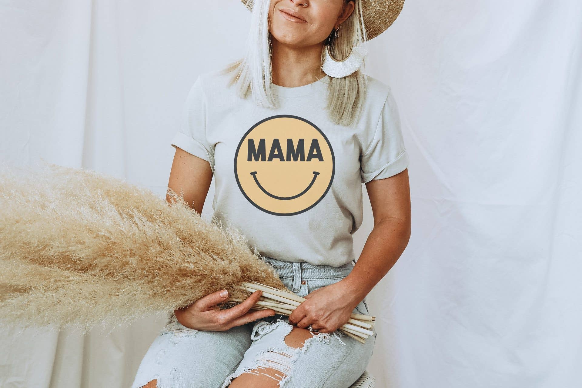 Mama Happy Face | Mom Life | Mom Tee | Graphic Tee Hoodie, Sweatshirt | PodTeesHub.com