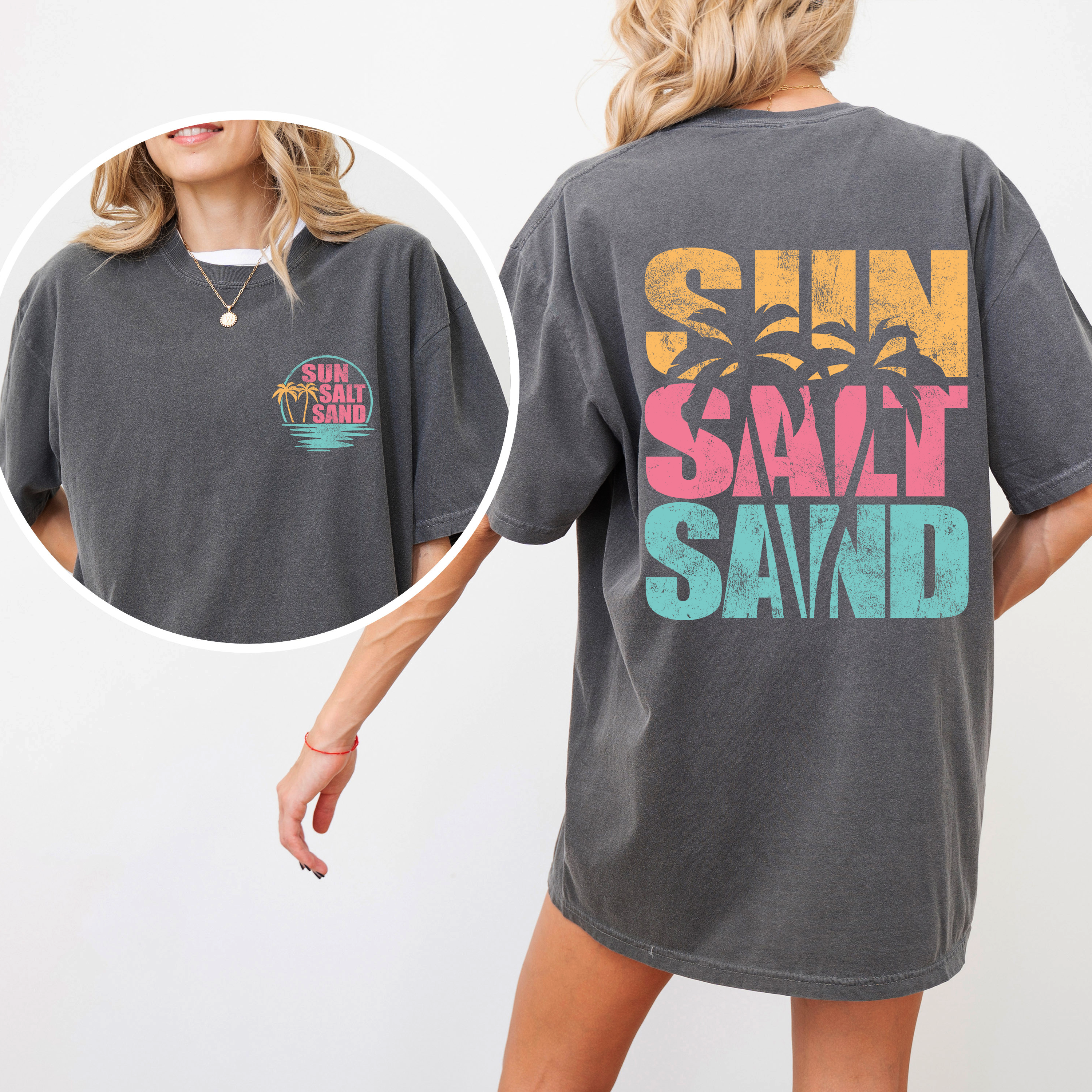 Sun Salt Sand, Palm Trees, Beach, Summer T-Shirt Hoodie, Sweatshirt | PodTeesHub.com