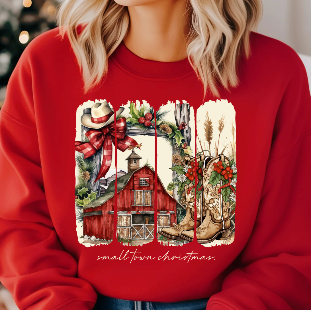 Vintage Small Town Christmas Crewneck Sweatshirt T-Shirts, Hoodie | PodTeesHub.com