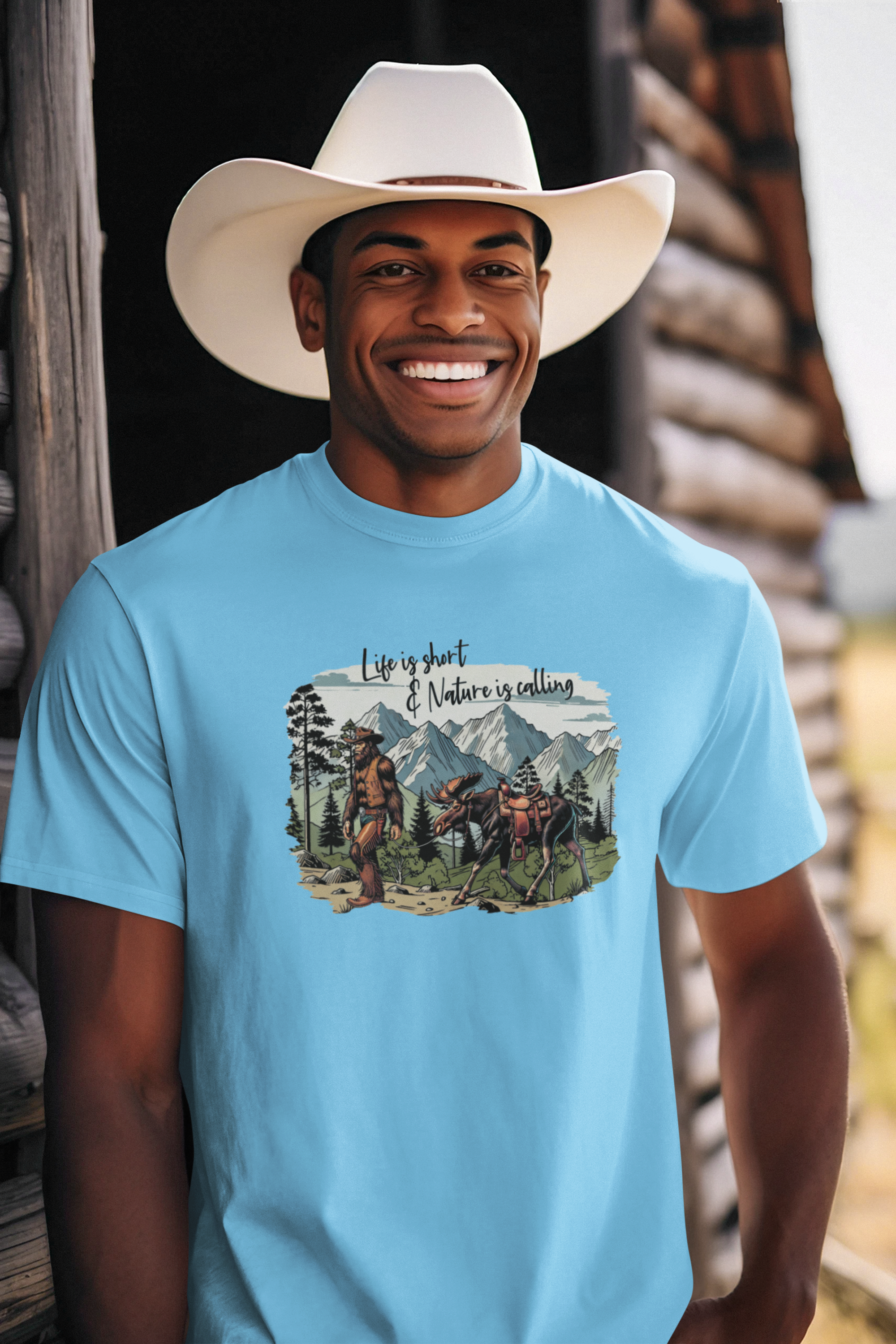 Bigfoot and Moose Tshirt - Life Is Short & Nature Is Calling Hoodie, Sweatshirt | PodTeesHub.com