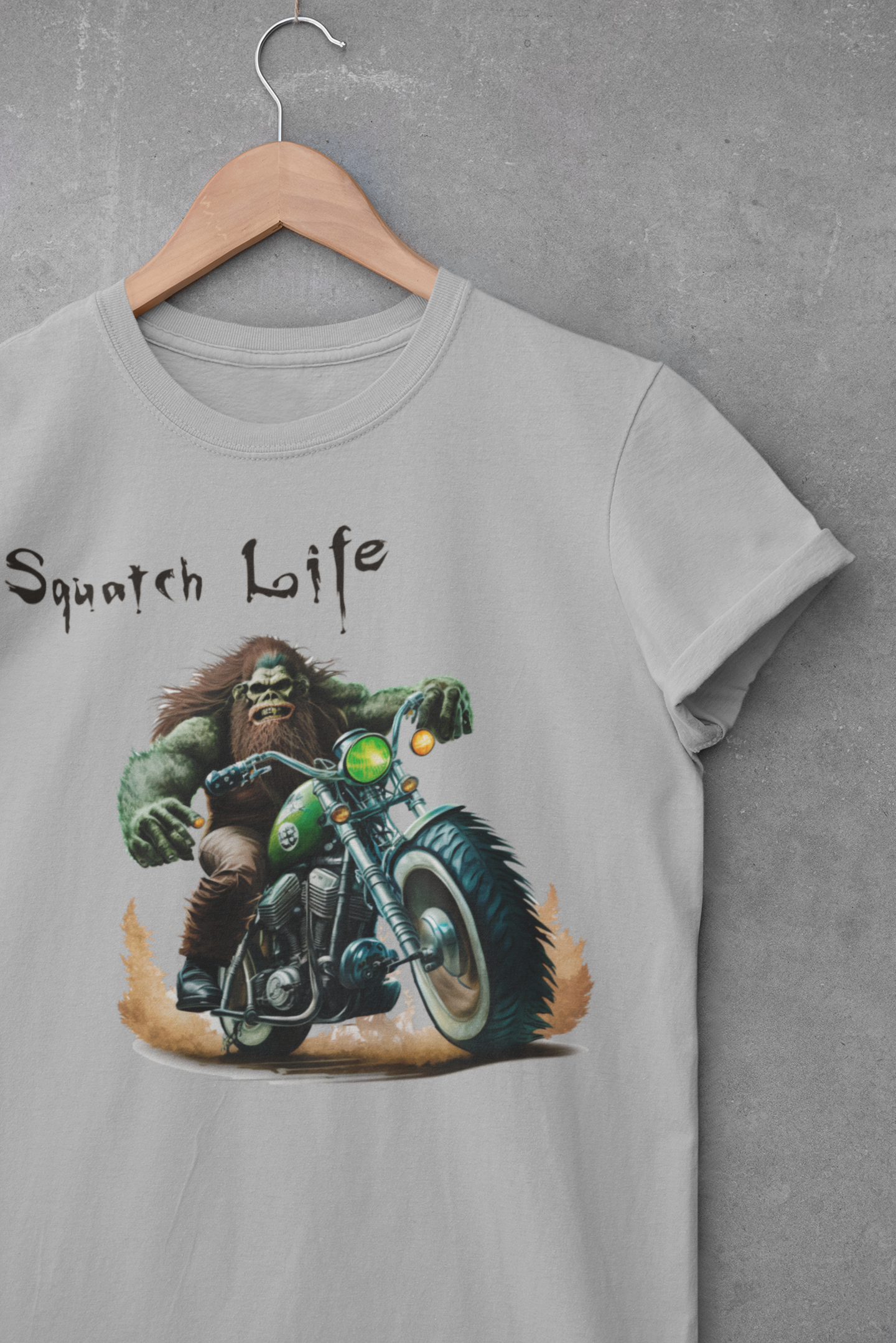 Squatch Life Grey T-Shirt - Biker Squatch Collection Hoodie, Sweatshirt | PodTeesHub.com
