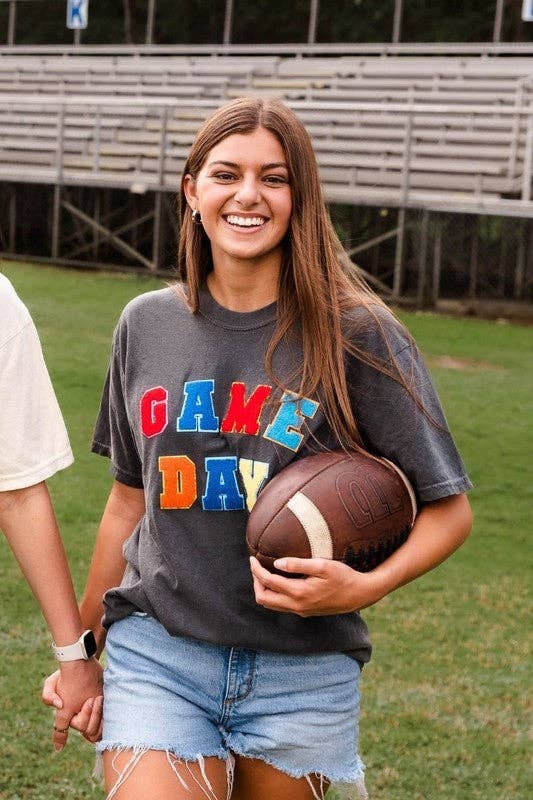 Game Day Multi Colored Chenille Patch Tee Hoodie, Sweatshirt | PodTeesHub.com