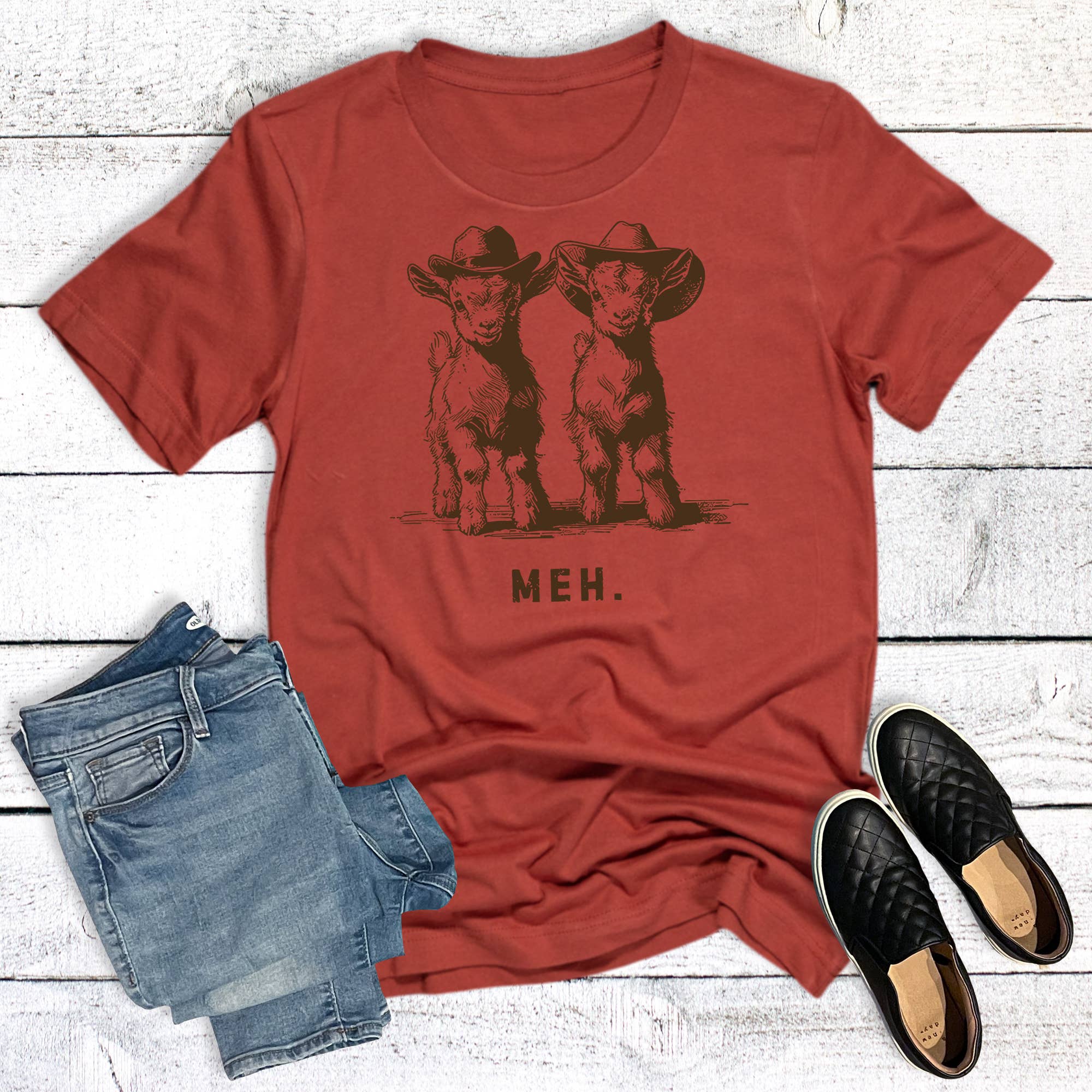 Western Goats Meh Graphic Tee Hoodie, Sweatshirt | PodTeesHub.com