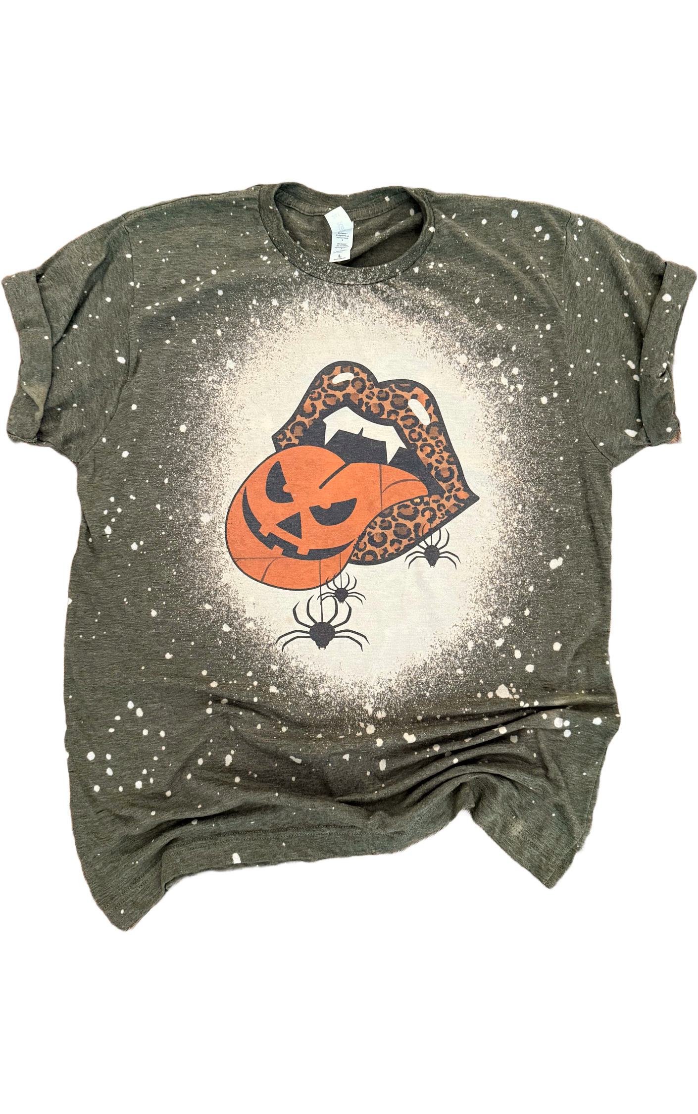 Pumpkin Tongue Halloween Bleached Tee Hoodie, Sweatshirt | PodTeesHub.com