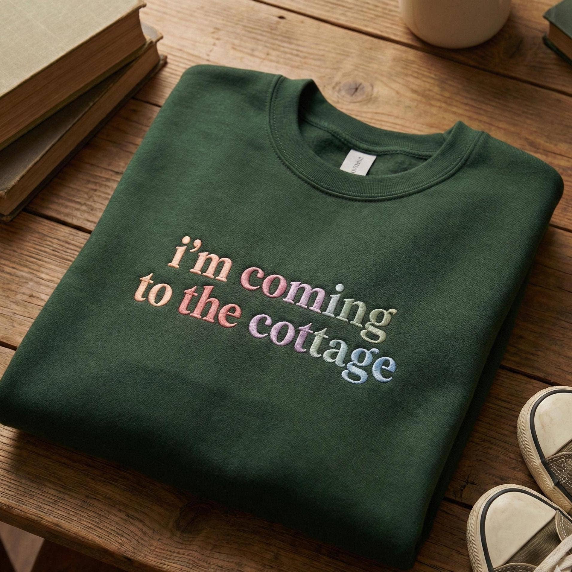 Cottage Embroidery Sweatshirt, Hollanov Embroided Shirt Hoodie | PodTeesHub.com