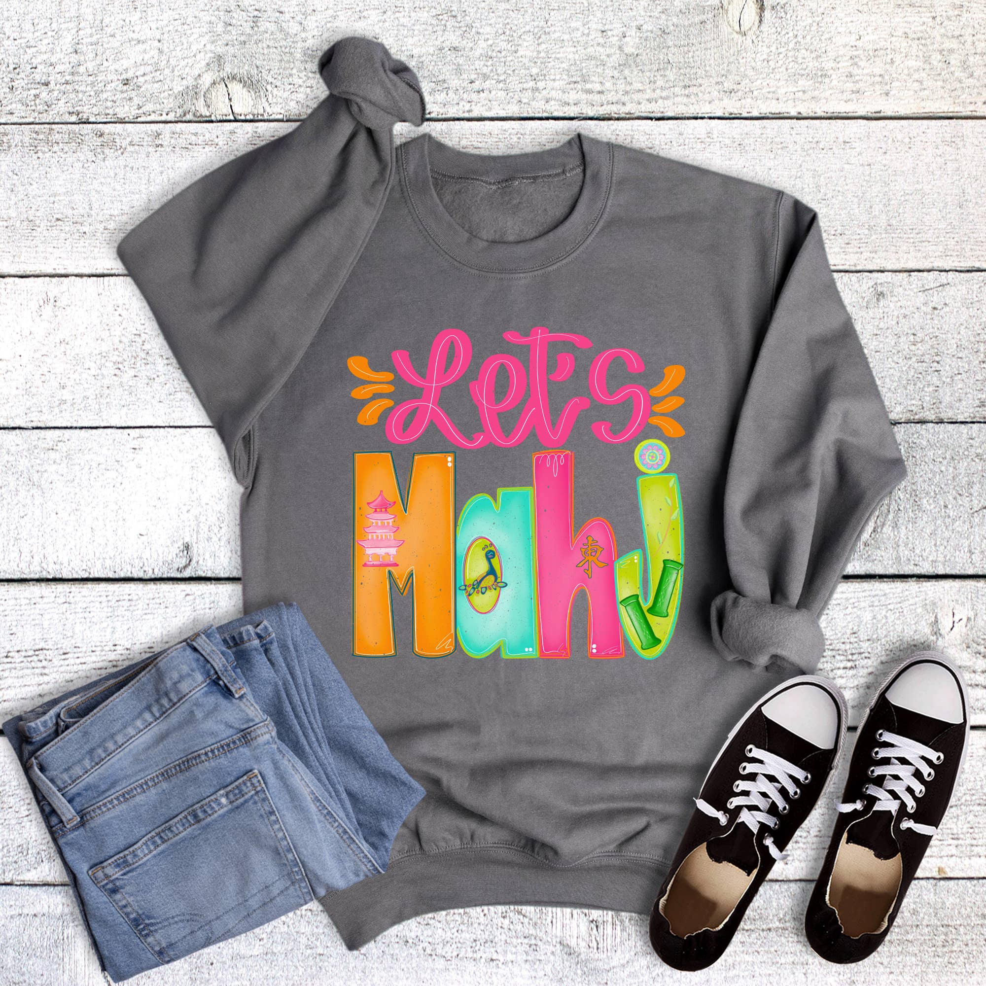 Mahjong Let's Mahj Sweatshirt T-Shirts, Hoodie | PodTeesHub.com