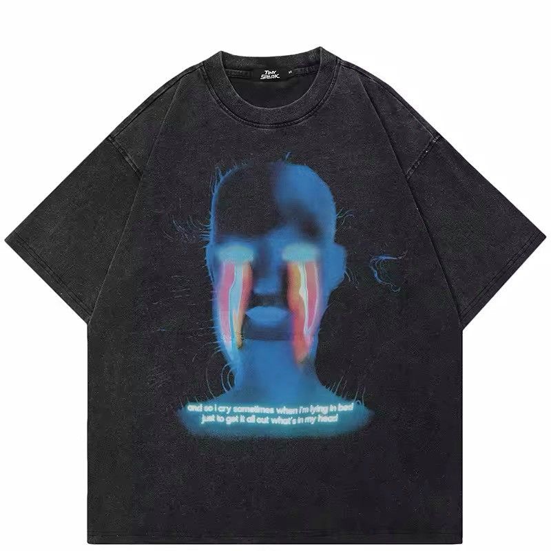 Vintage Design Abstract Graphic Washed T Shirt Y2k Hoodie, Sweatshirt | PodTeesHub.com