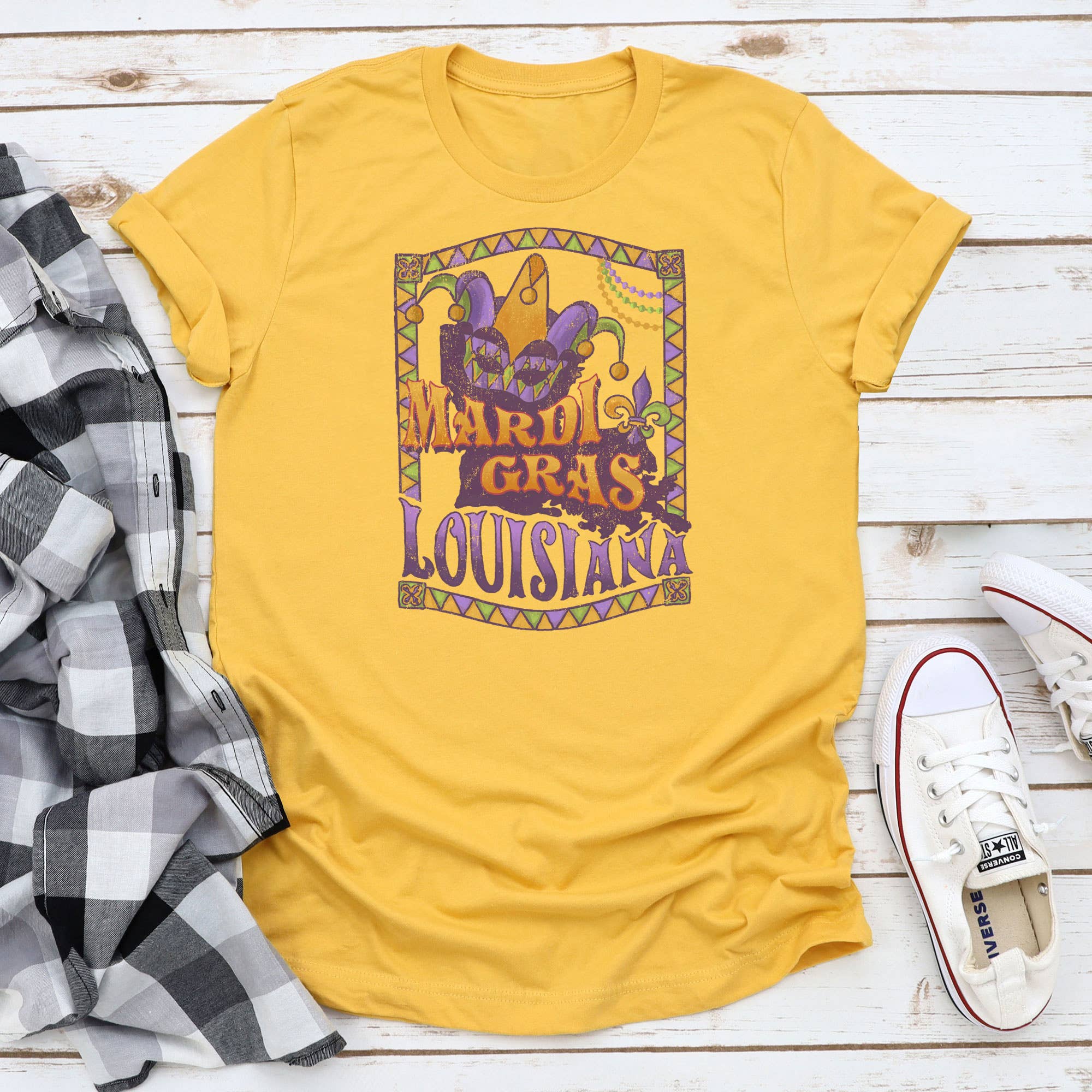 Mardi Gras Frame Louisiana Graphic Tee Hoodie, Sweatshirt | PodTeesHub.com