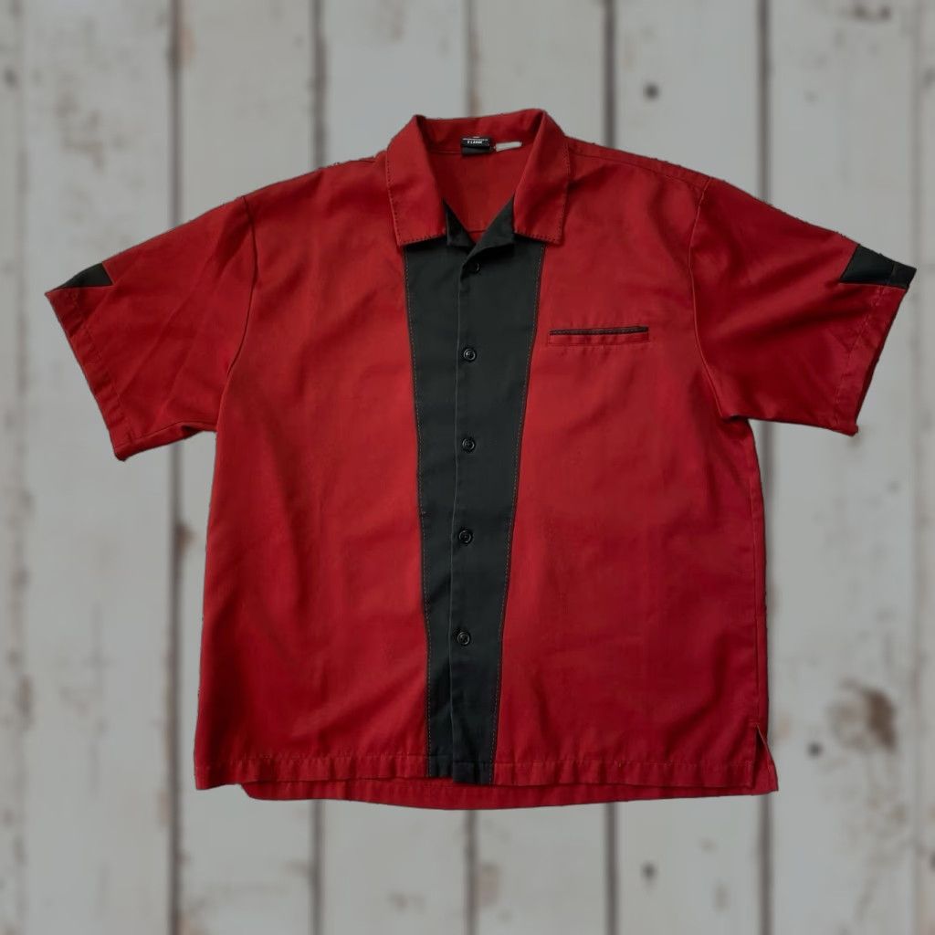 Vintage Hilton Bowling Retro Shirt Mens Xl Crimson Red Black Short Sleeve Hoodie, Sweatshirt | PodTeesHub.com