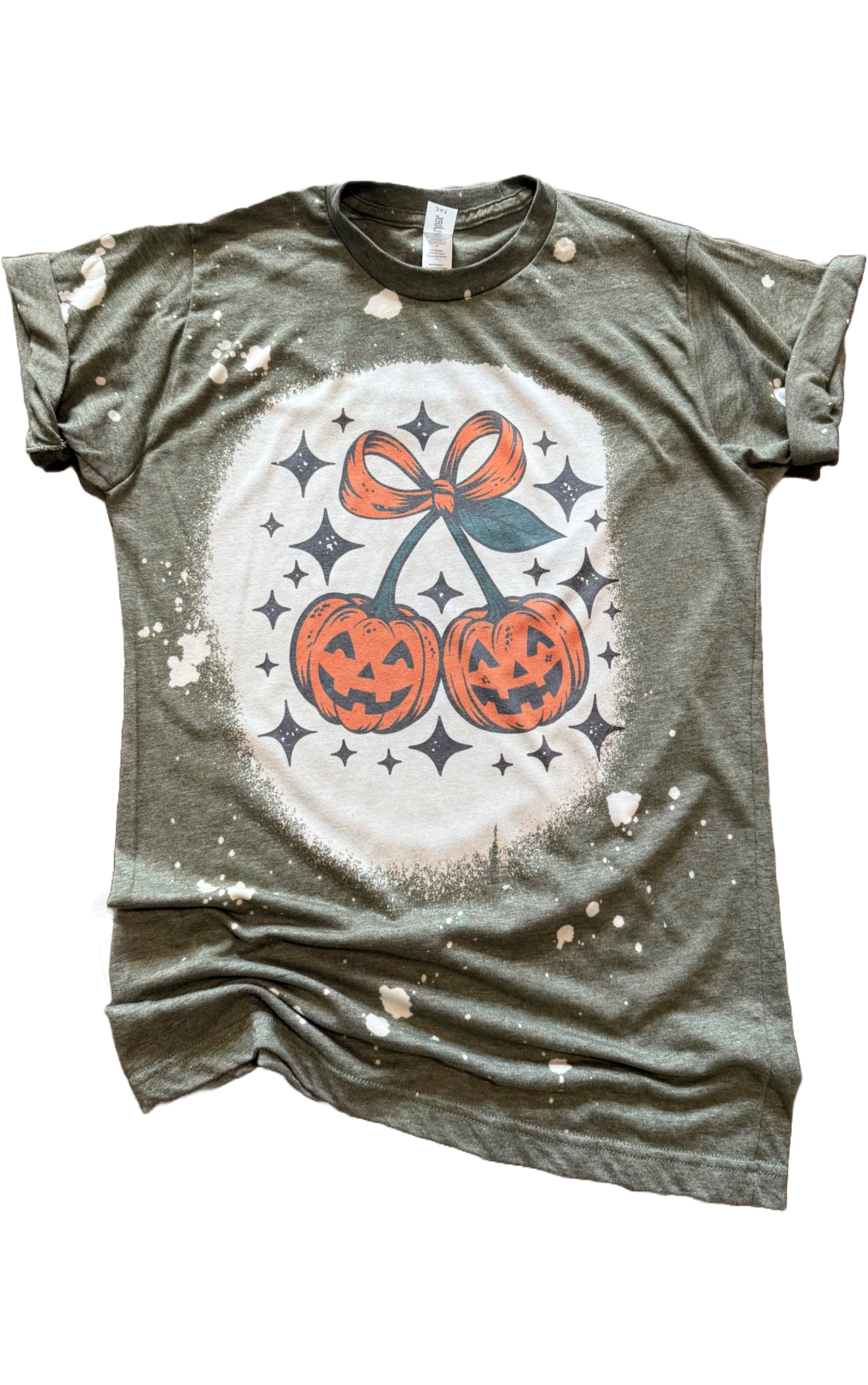 Cherry Pumpkin Halloween Bleached Tee Hoodie, Sweatshirt | PodTeesHub.com
