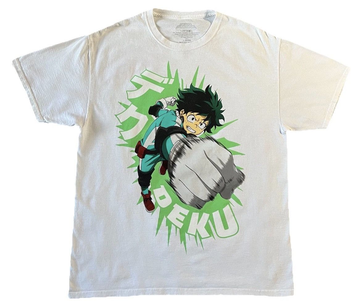 Anime My Hero Academia Deku T Shirt White Size Large Anime Tee Hoodie, Sweatshirt | PodTeesHub.com
