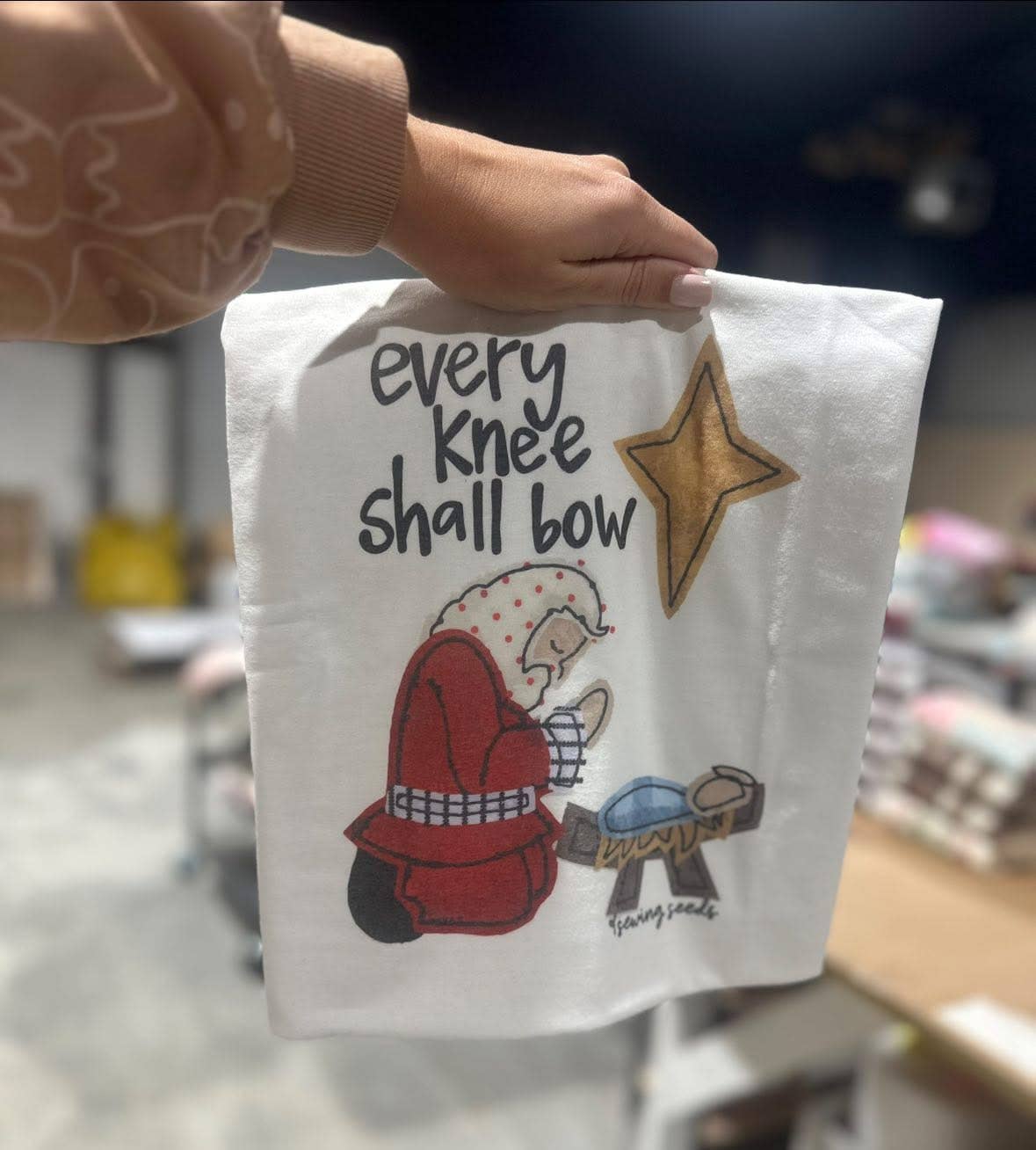 Every Knee Shall Bow Santa On White Tee Hoodie, Sweatshirt | PodTeesHub.com