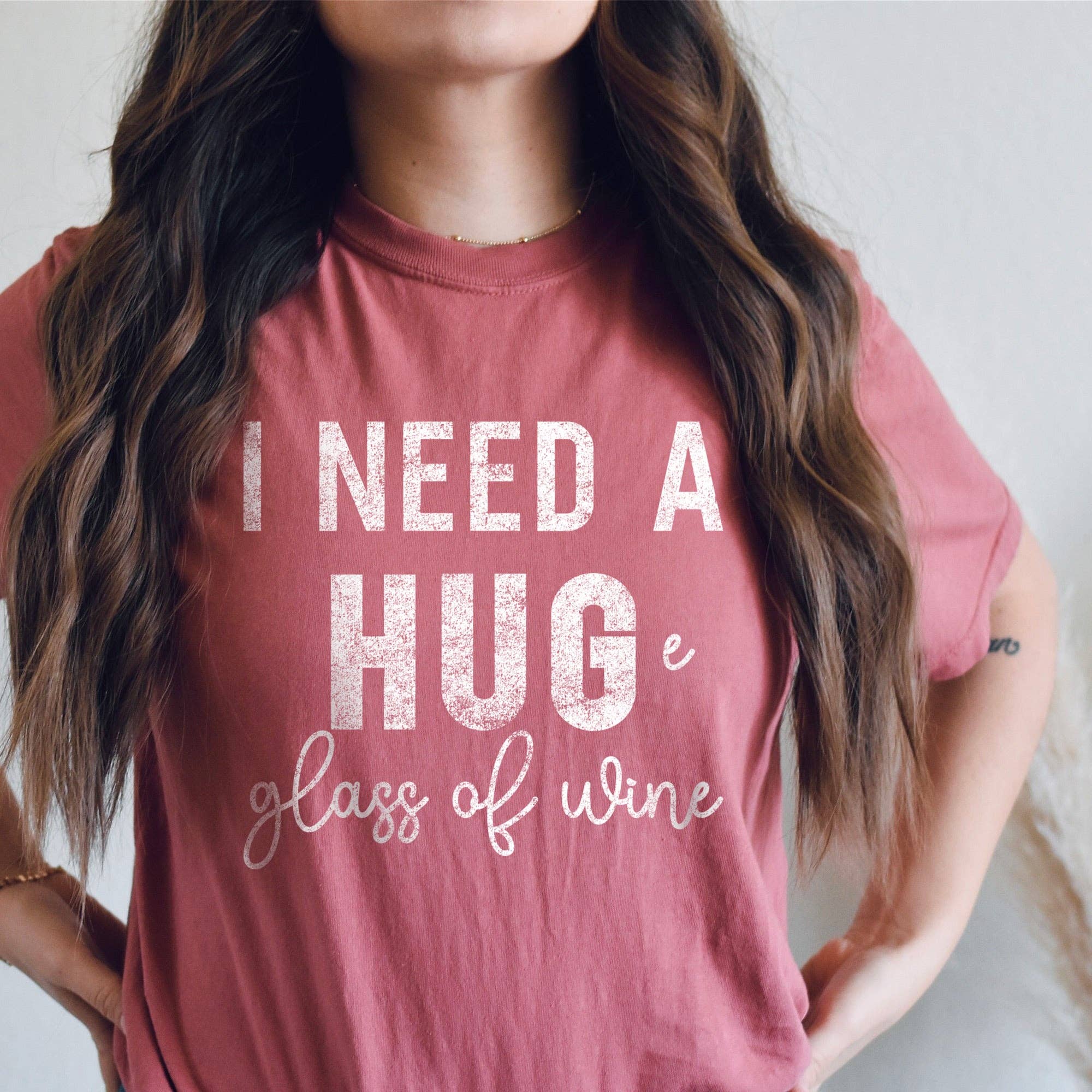 I Need A Huge Glass of Wine Comfort Colors T-Shirt Hoodie, Sweatshirt | PodTeesHub.com