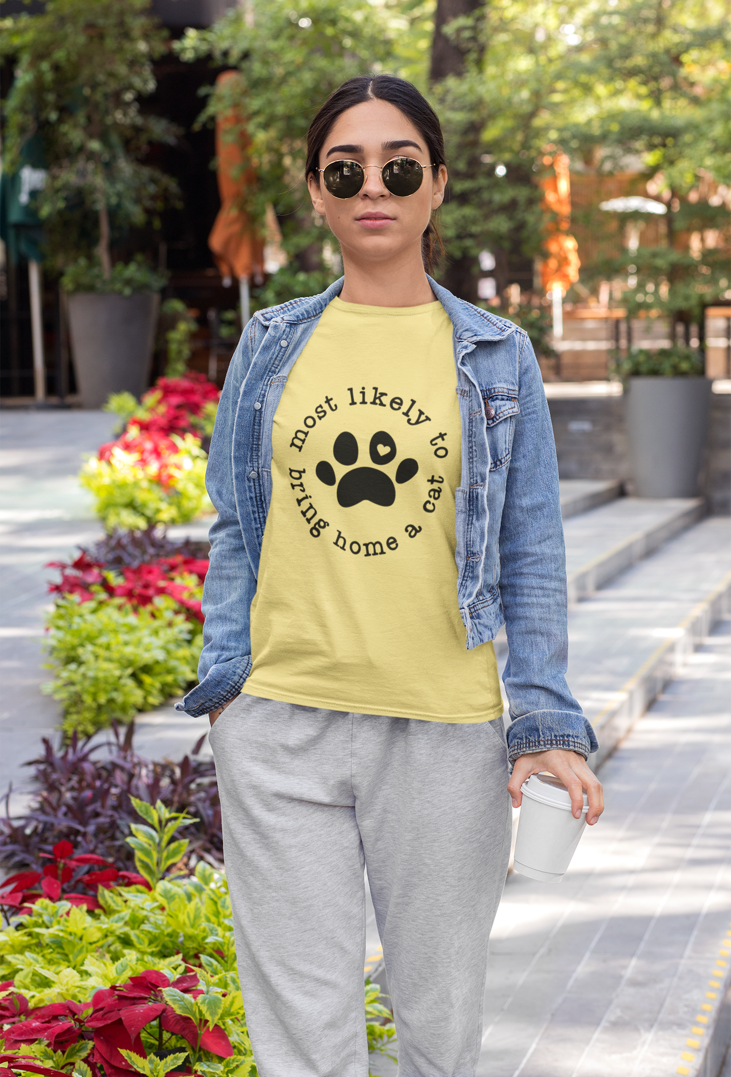 Most Likely To Bring Home A Cat T-Shirt (Yellow) Hoodie, Sweatshirt | PodTeesHub.com