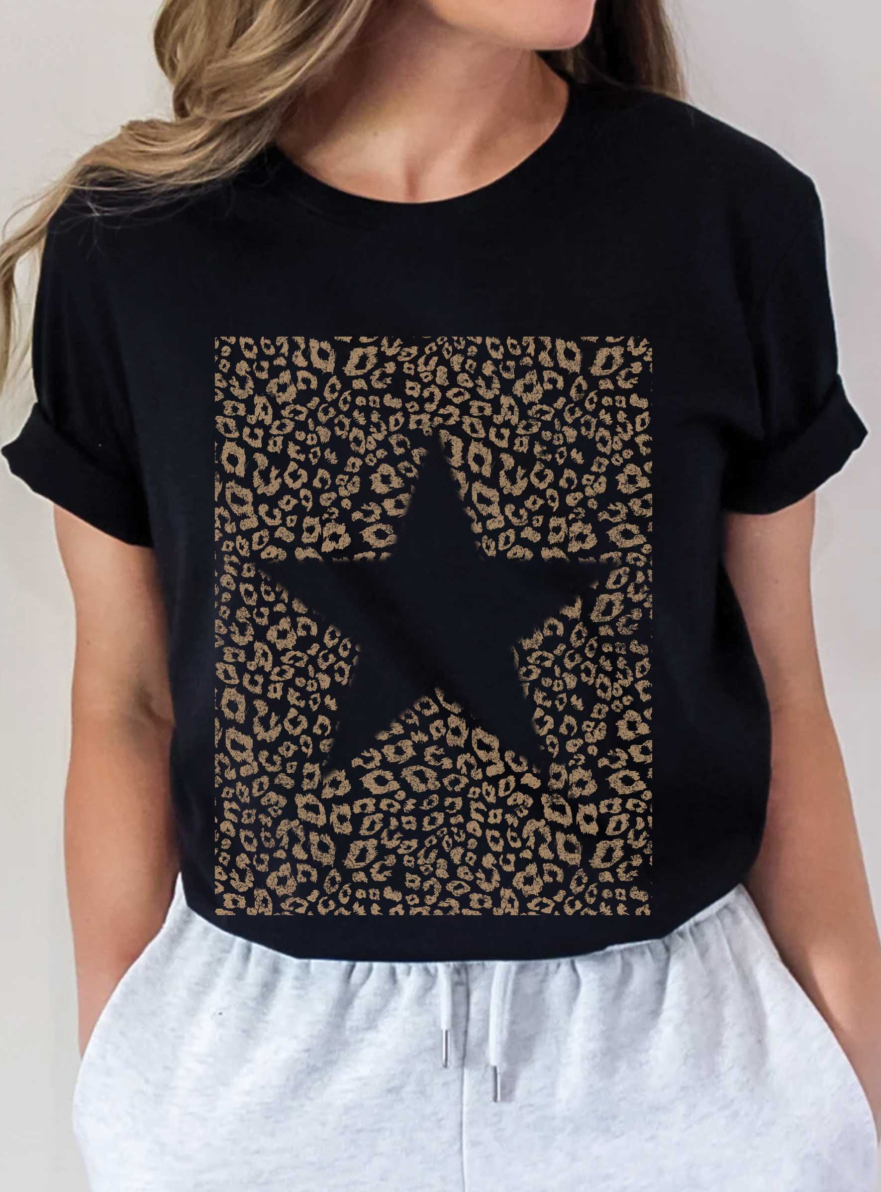 Star Leopard Graphic Tshirt Hoodie, Sweatshirt | PodTeesHub.com