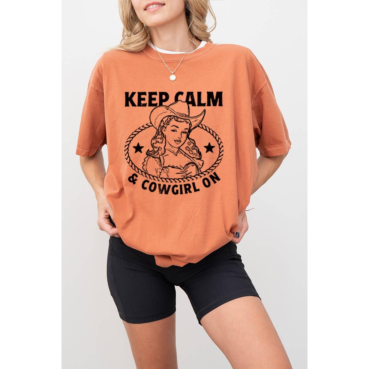 Keep Calm  Western Vintage Graphic Oversized Tee Hoodie, Sweatshirt | PodTeesHub.com
