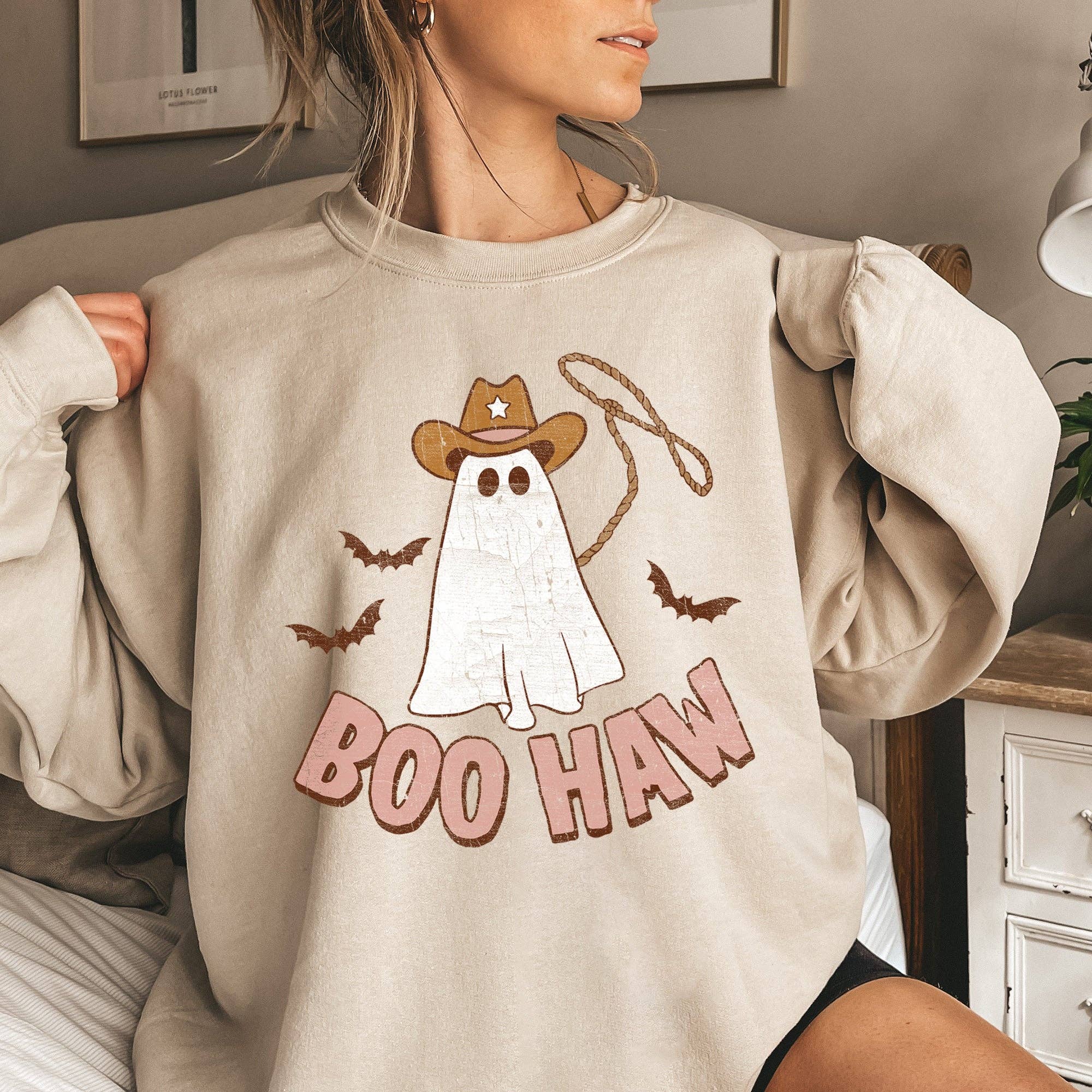 Boo Haw Cowboy Halloween Sweatshirt T-Shirts, Hoodie | PodTeesHub.com