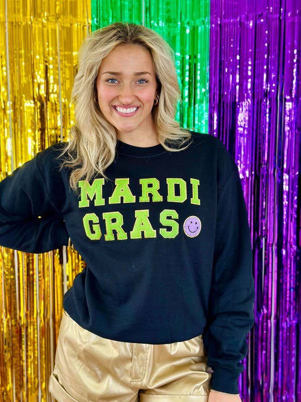 Mardi Gras Chenille Patch Sweatshirt T-Shirts, Hoodie | PodTeesHub.com