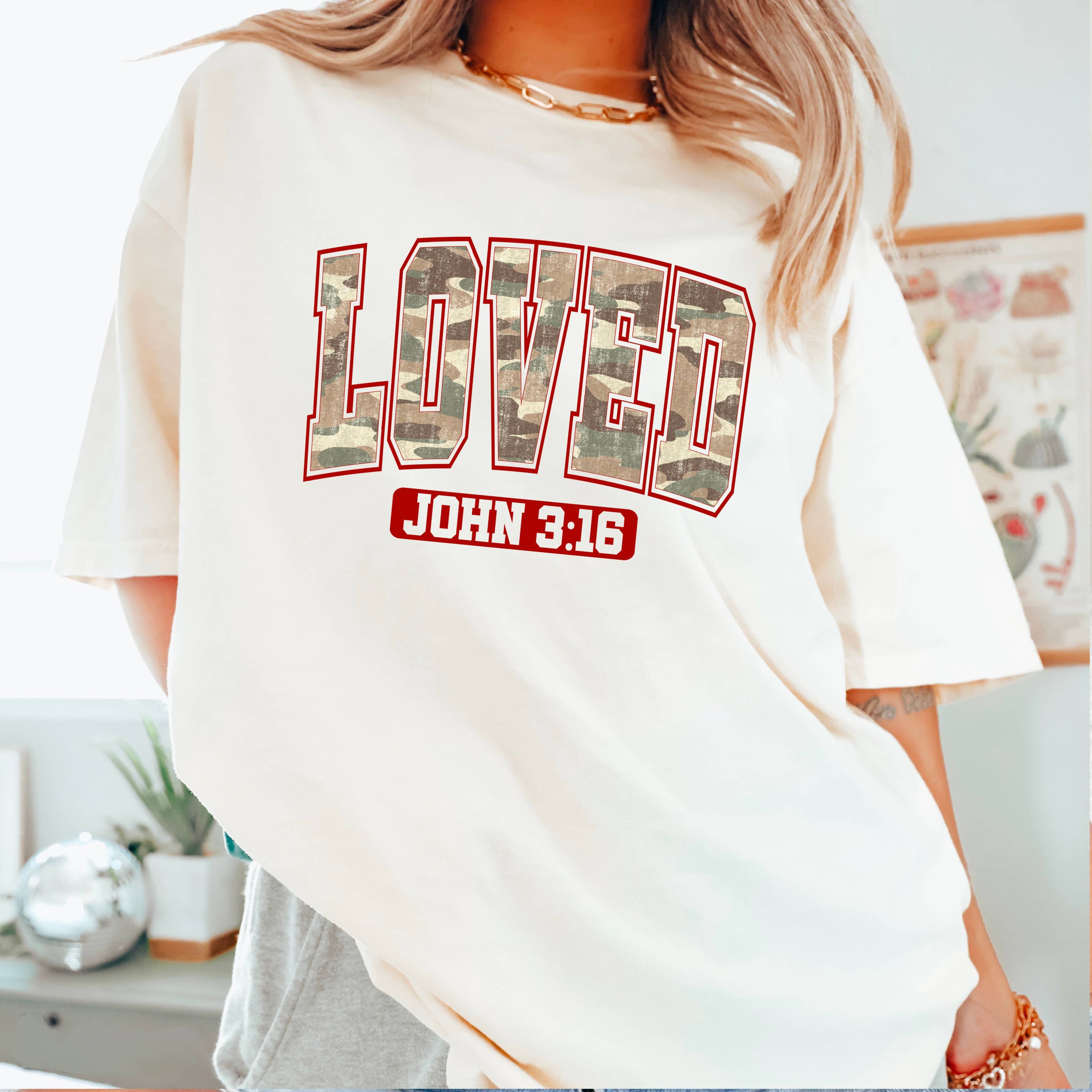 Camo Loved John 3:16  Valentine’S Day Shirt | Comfort Colors Hoodie, Sweatshirt | PodTeesHub.com